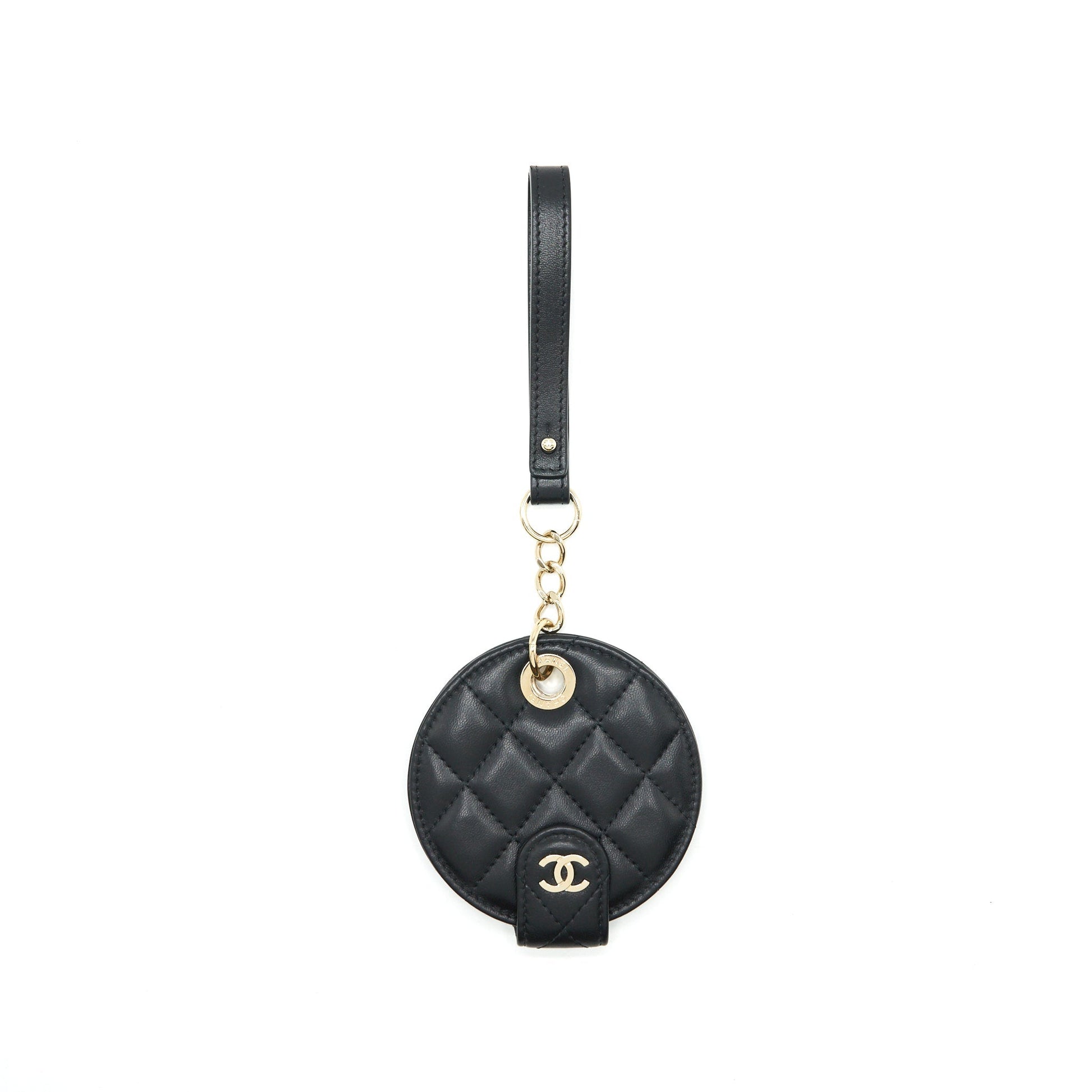 Chanel QUILTED LUGGAGE TAG LAMBSKIN LGHW Black Handbag