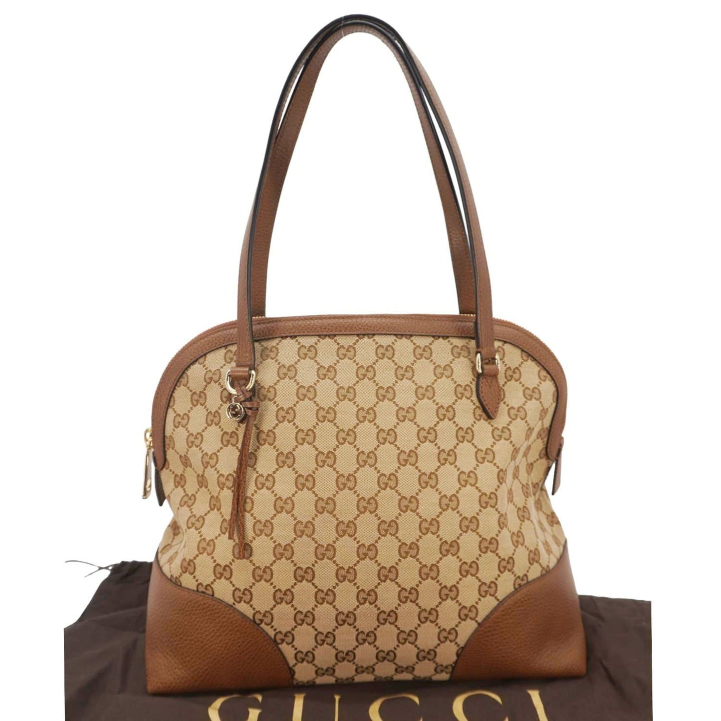 Gucci Bree Hobo Bag Canvas Brown Travel Bag Gg Bag
