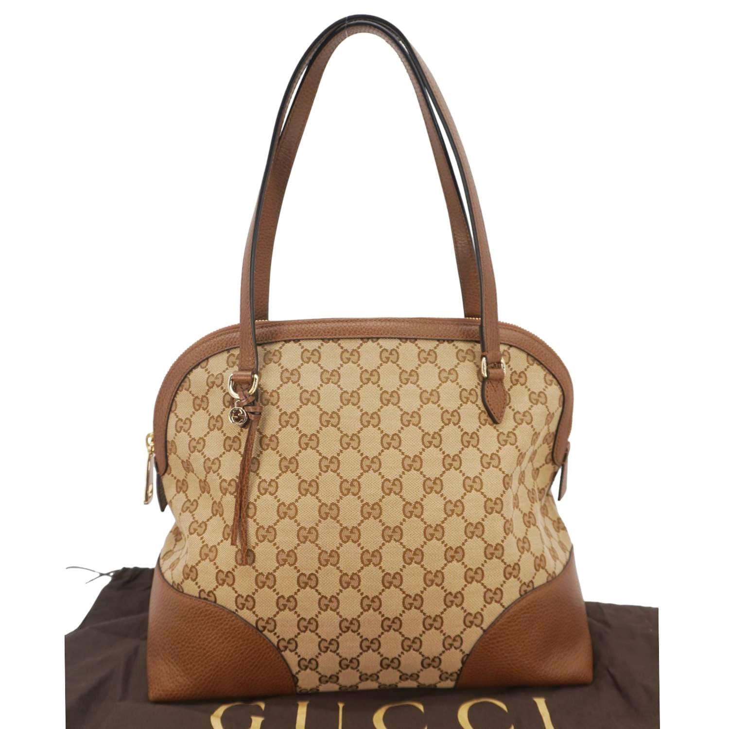 Gucci Bree Hobo Bag Canvas Brown Travel Bag Gg Bag