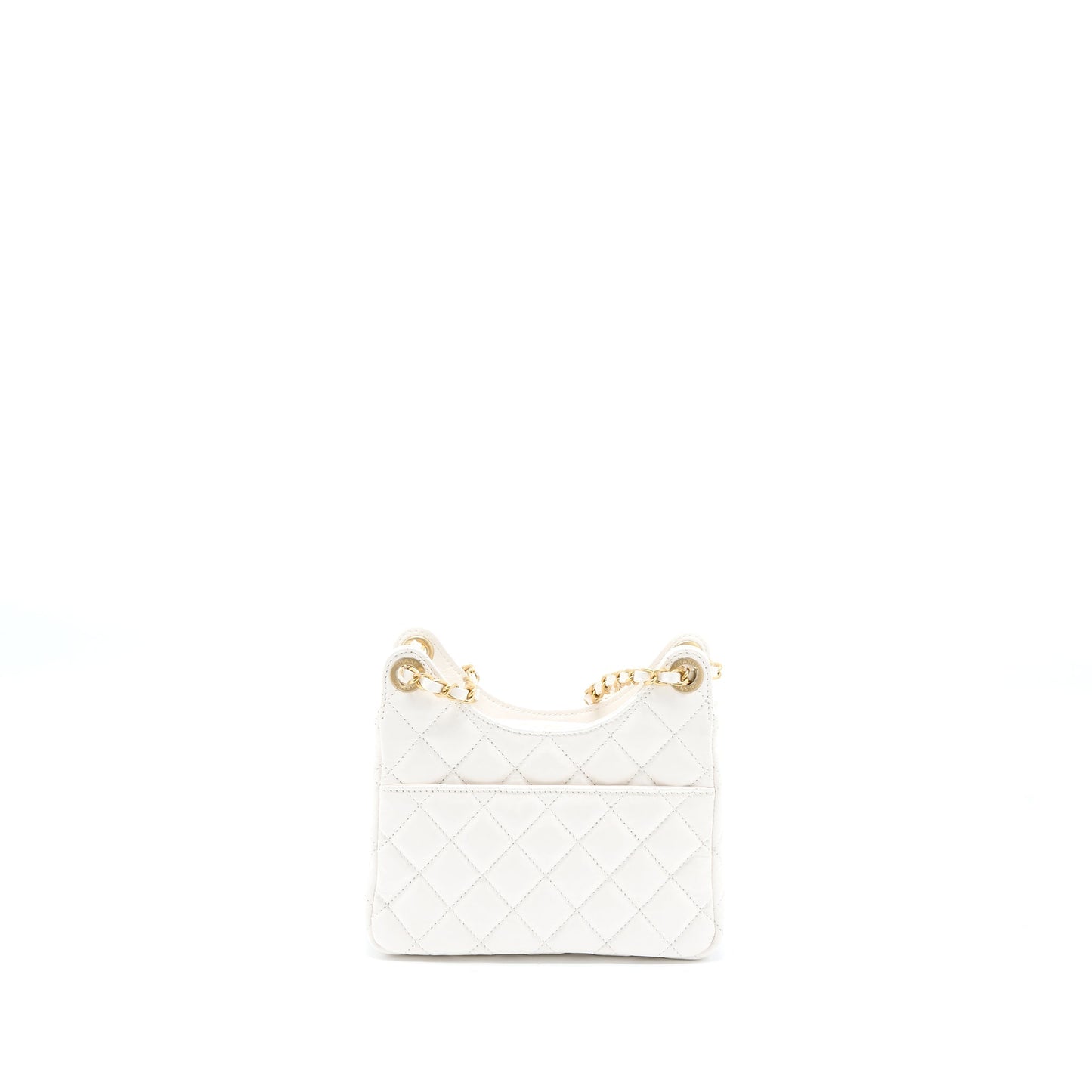 Chanel 23C Hobo Shiny Calfskin Brushed GHW White Small Shoulder Bag