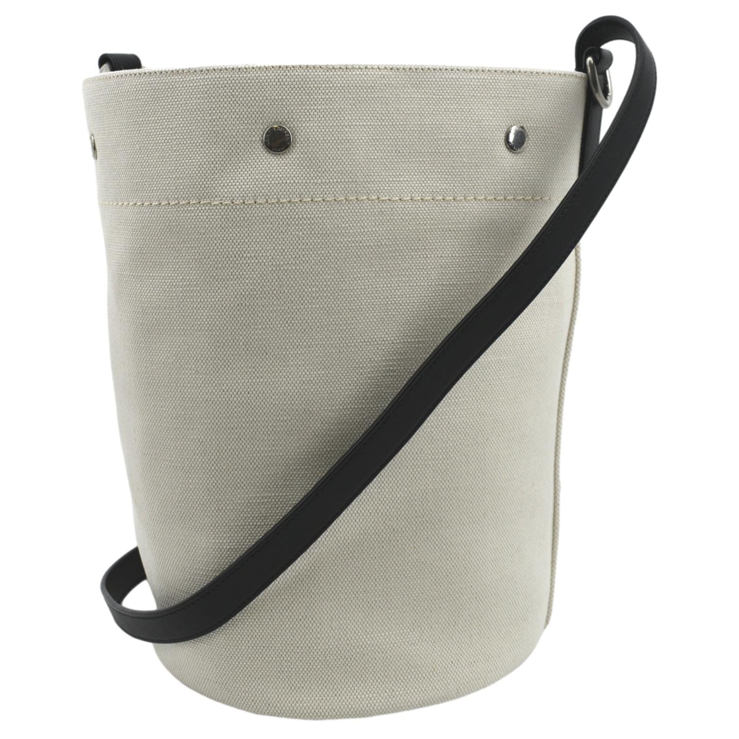 YSL Saint Laurent Yves Rive Gauche Linen Bag White Bucket Shoulder Bag