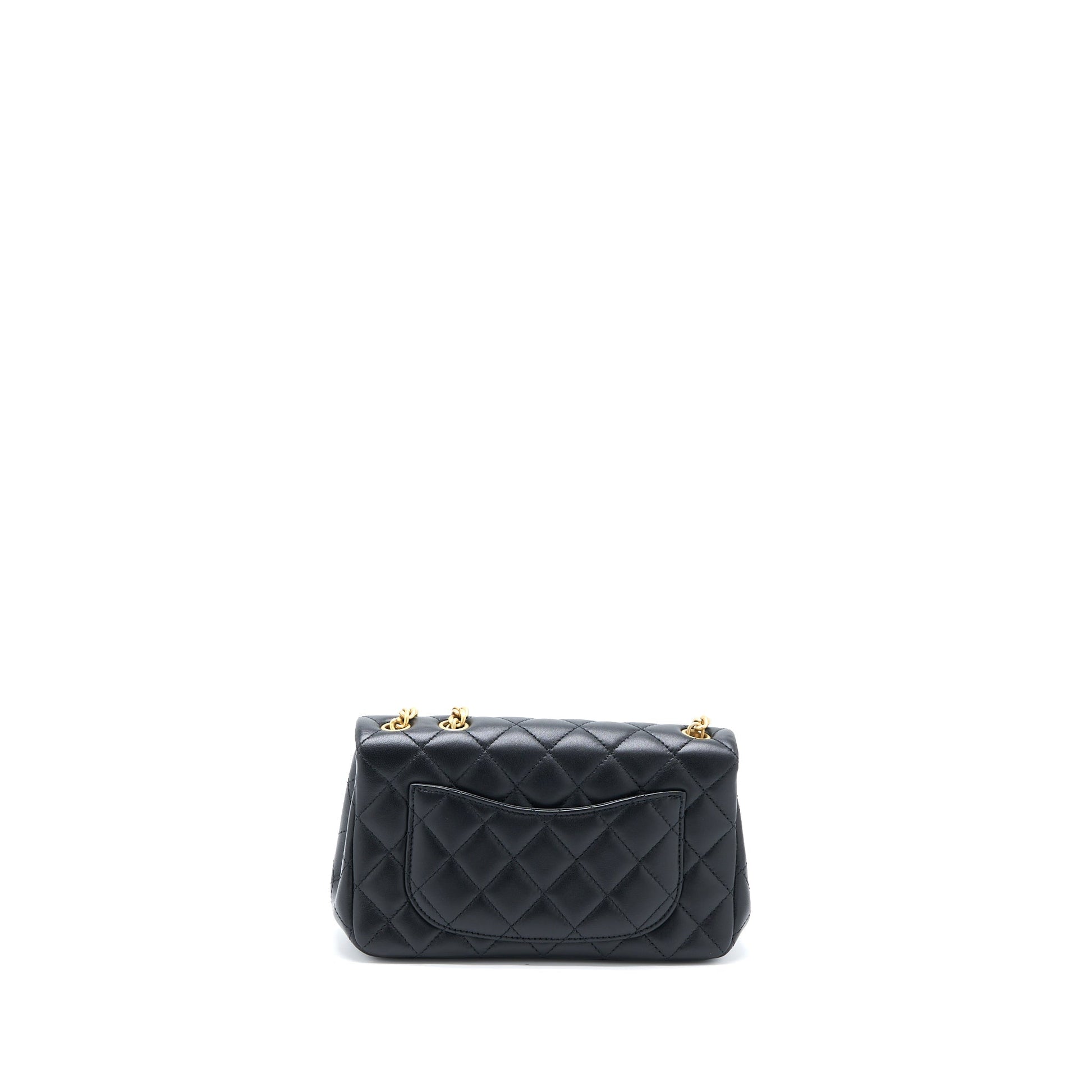 Chanel 23S Camellia Rectangular Lambskin Brushed GHW Black Mini Bag Microchip 1