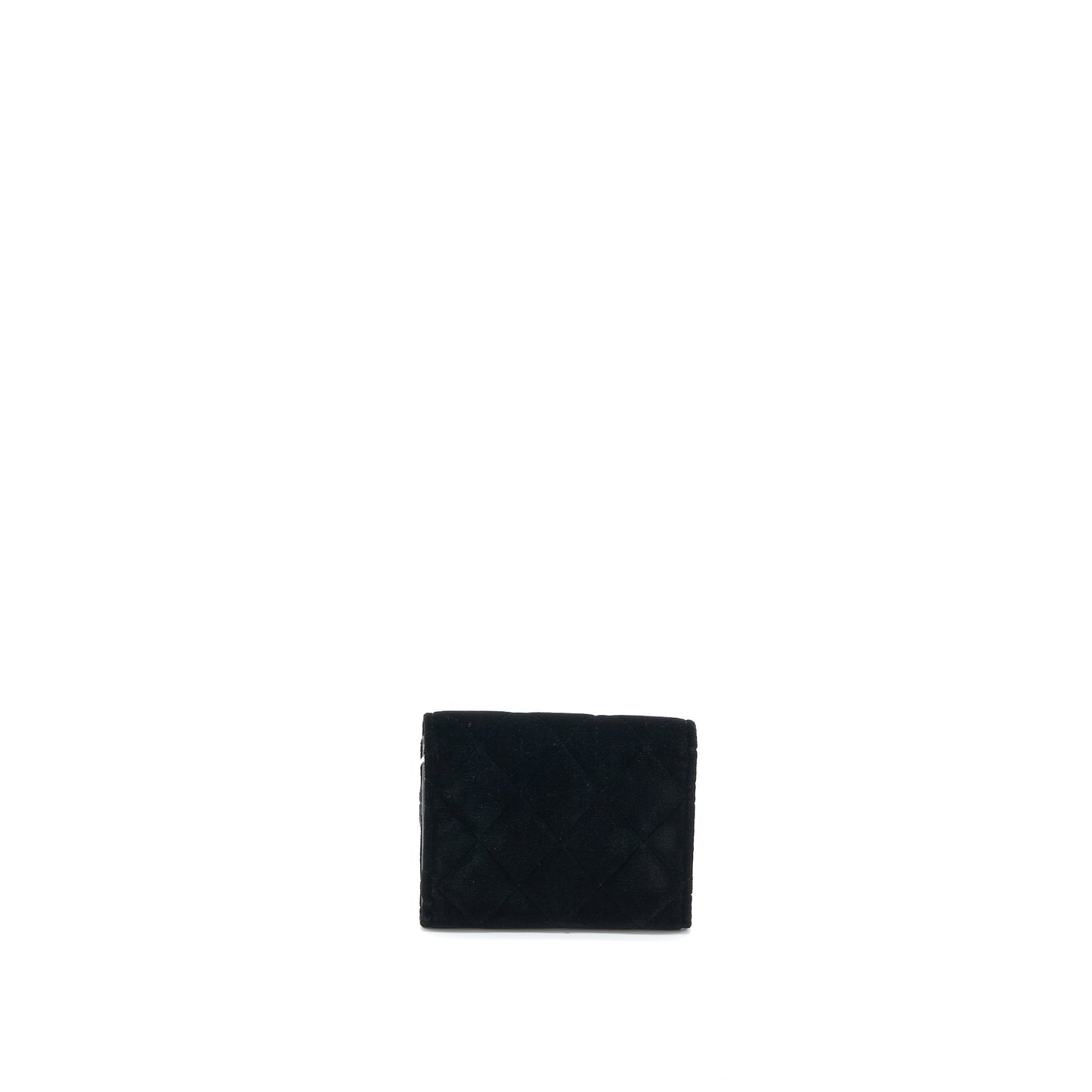 Chanel 21A Flap Card Holder Velvet LGHW Black Wallet Case