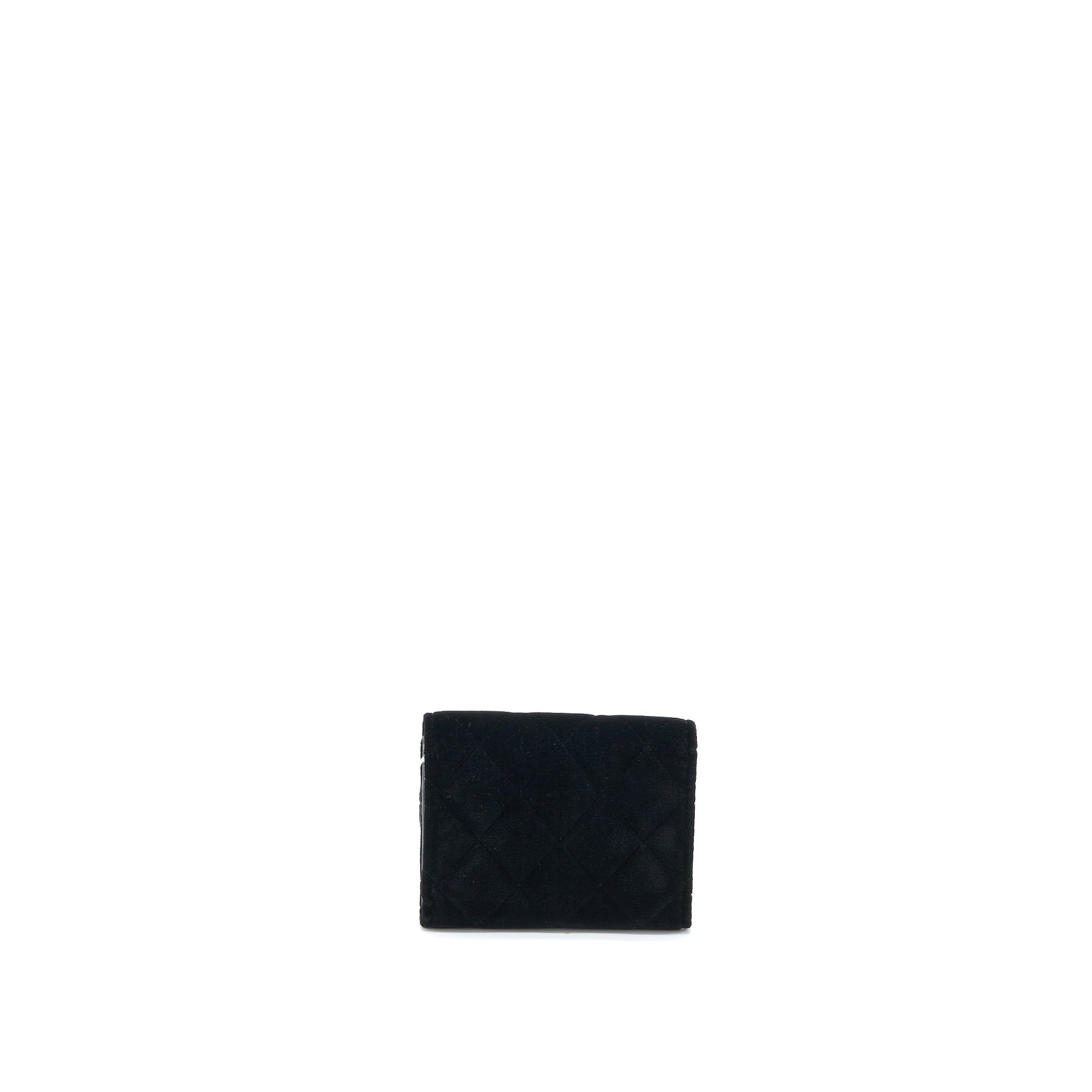 Chanel 21A Flap Card Holder Velvet LGHW Black Wallet Case