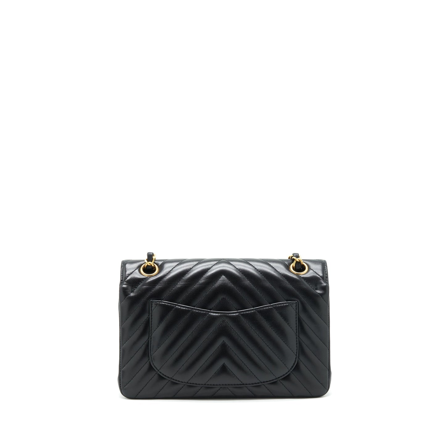 Chanel Classic Double Flap Chevron Lambskin GHW Black Small Shoulder Bag