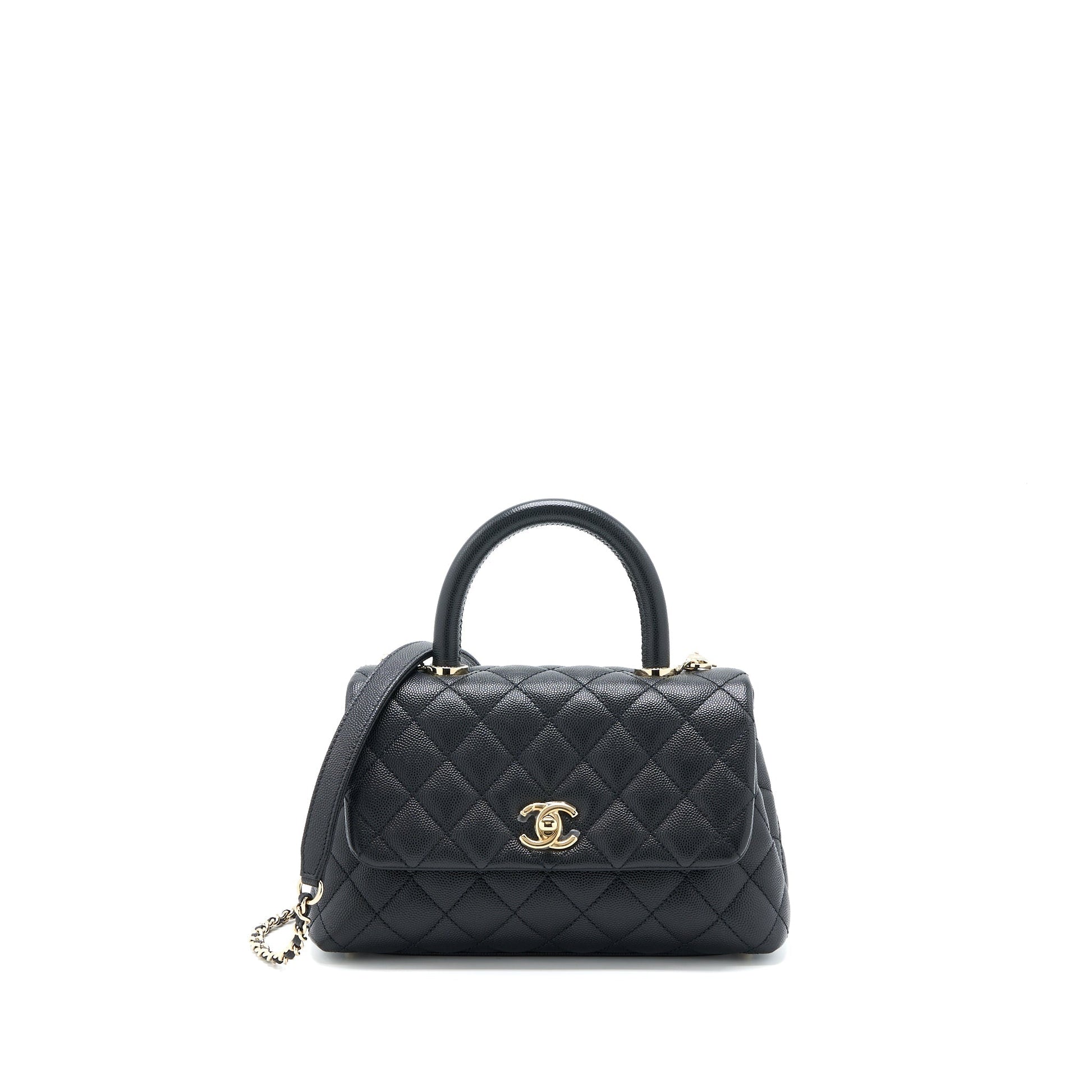 Chanel Coco Handle Caviar LGHW Black Small Handbag