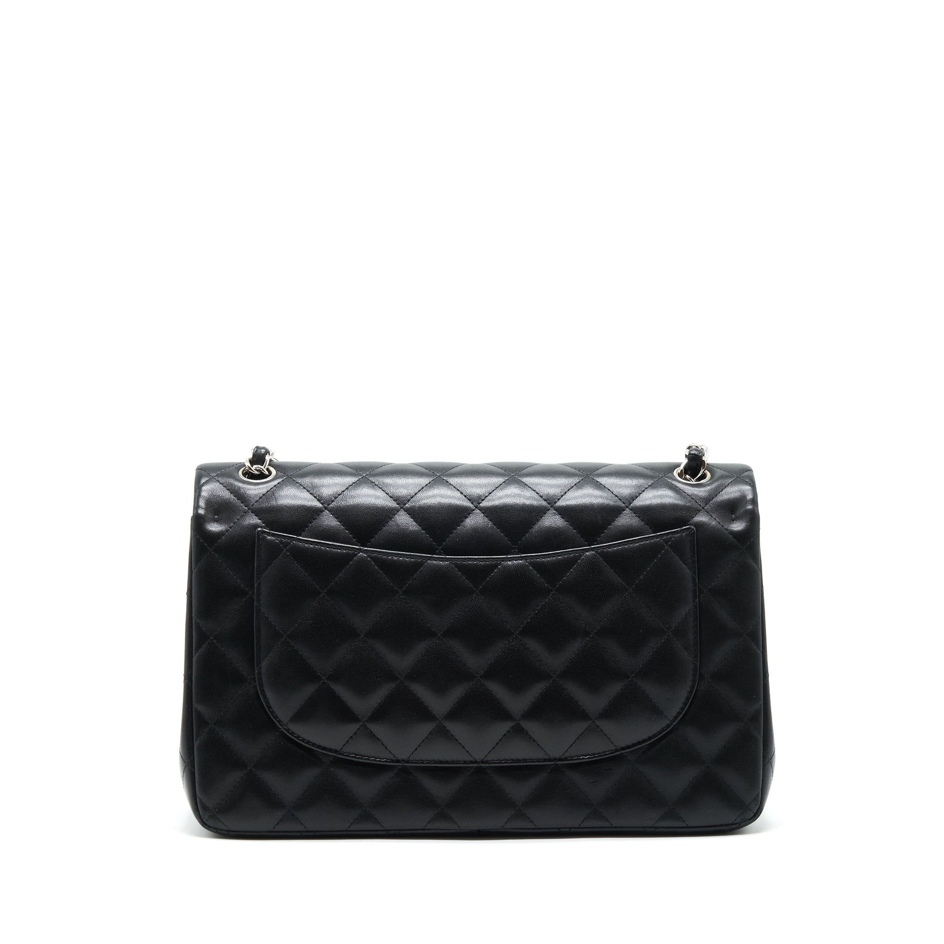 Chanel Classic jumbo Double flap Lambskin SHW Black Shoulder Bag