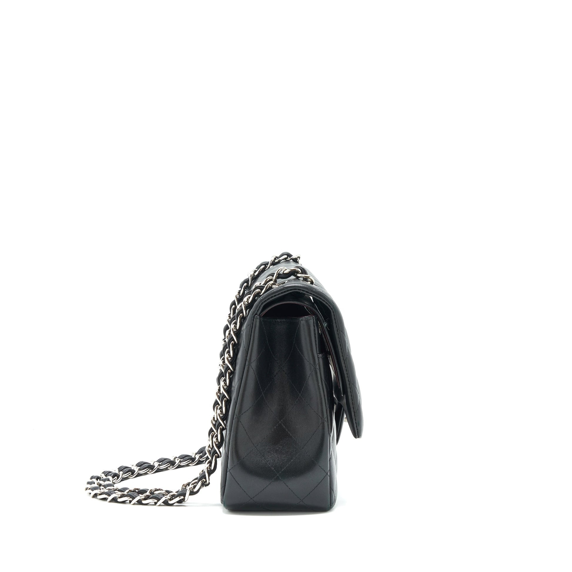 Chanel Classic jumbo Double flap Lambskin SHW Black Shoulder Bag