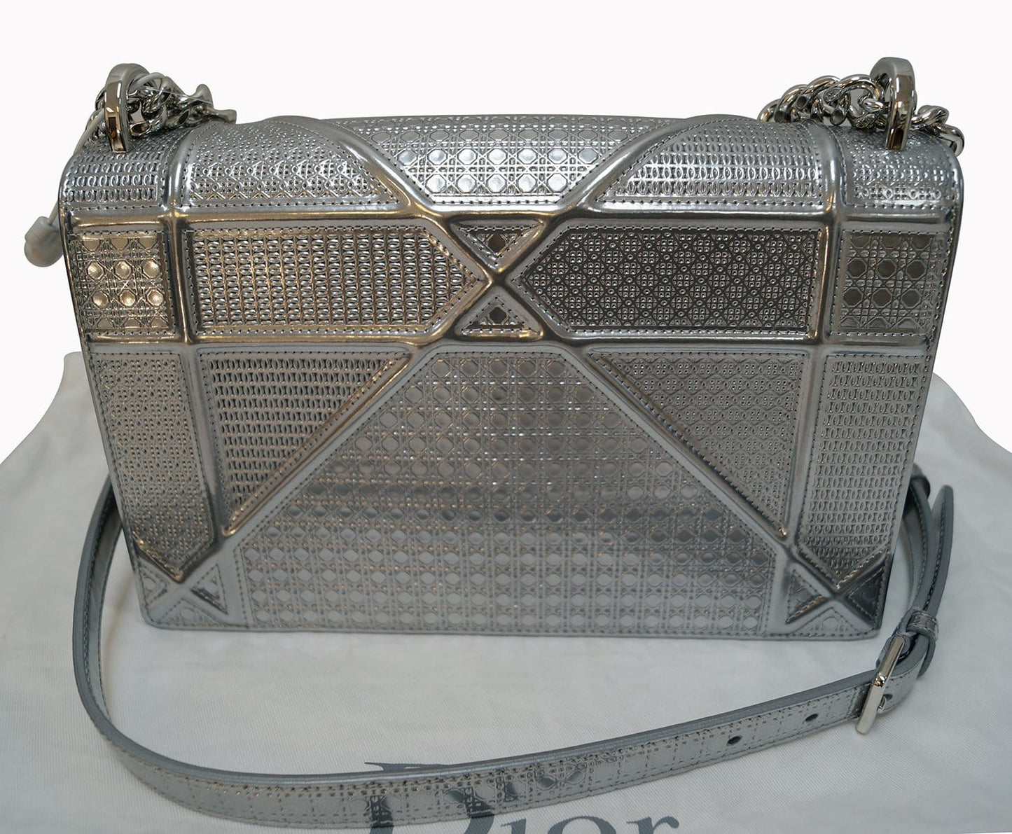 Dior Handbags ama Perforated Bag Leather Silver Shoulder Bag