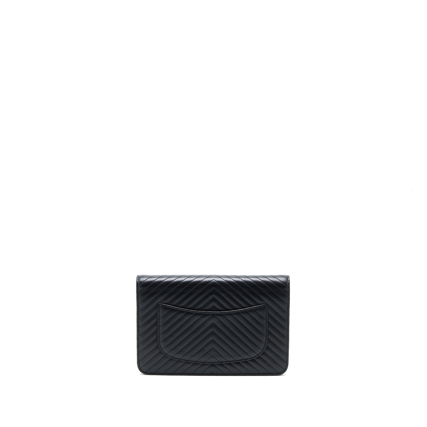 Chanel Chevron On Hardware Black Wallet Case