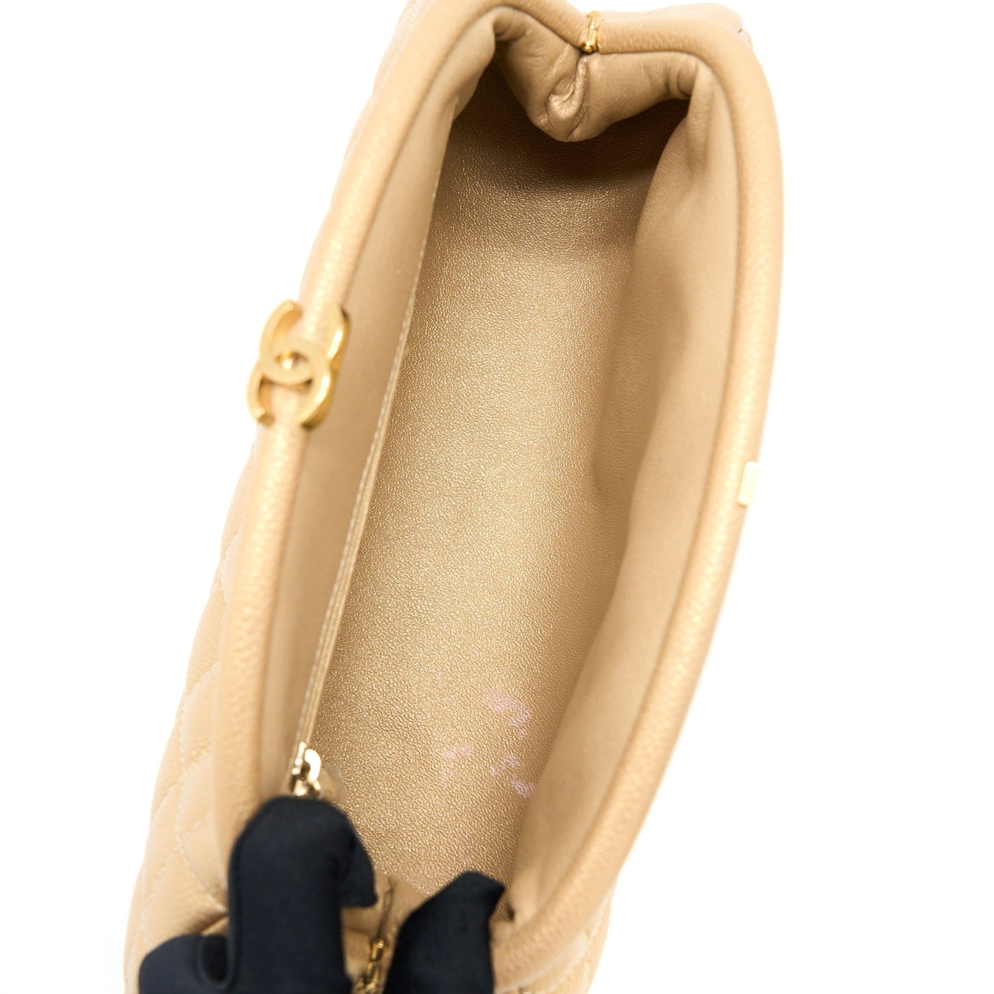 Chanel Timeless Caviar Brushed GHW Gold Clutch Bag