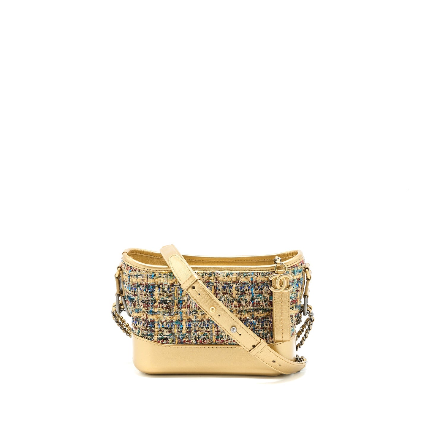 Chanel Gabrielle Hobo Tweed Hardware Multicolour Gold Small Shoulder Bag