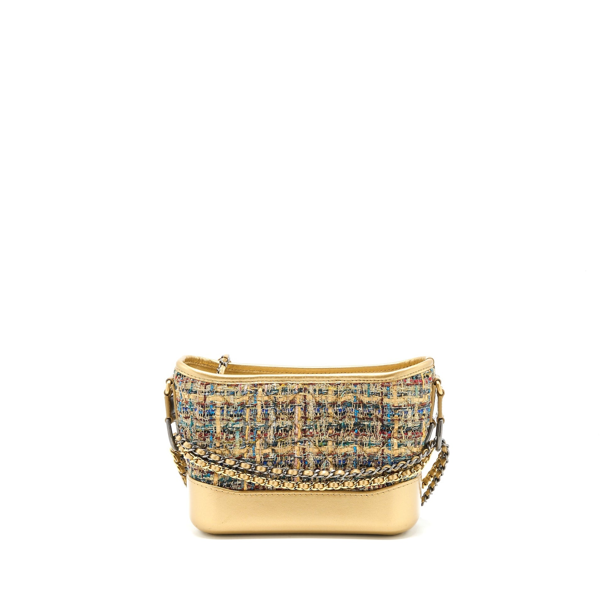 Chanel Gabrielle Hobo Tweed Hardware Multicolour Gold Small Shoulder Bag