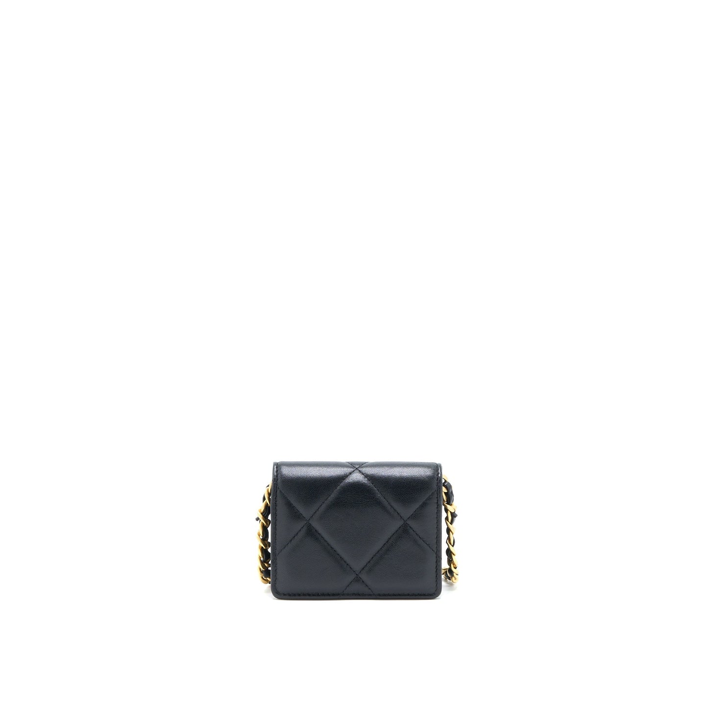 Chanel 19 Flap Card Holder Lambskin Hardware Multicolor Multicolour Black Wallet Case