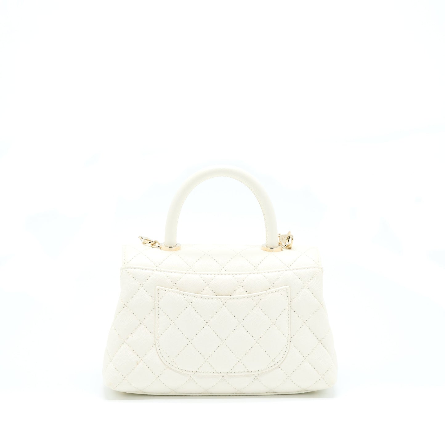 Chanel Coco Handle Caviar LGHW Microchip White Small Handbag Microchip 2