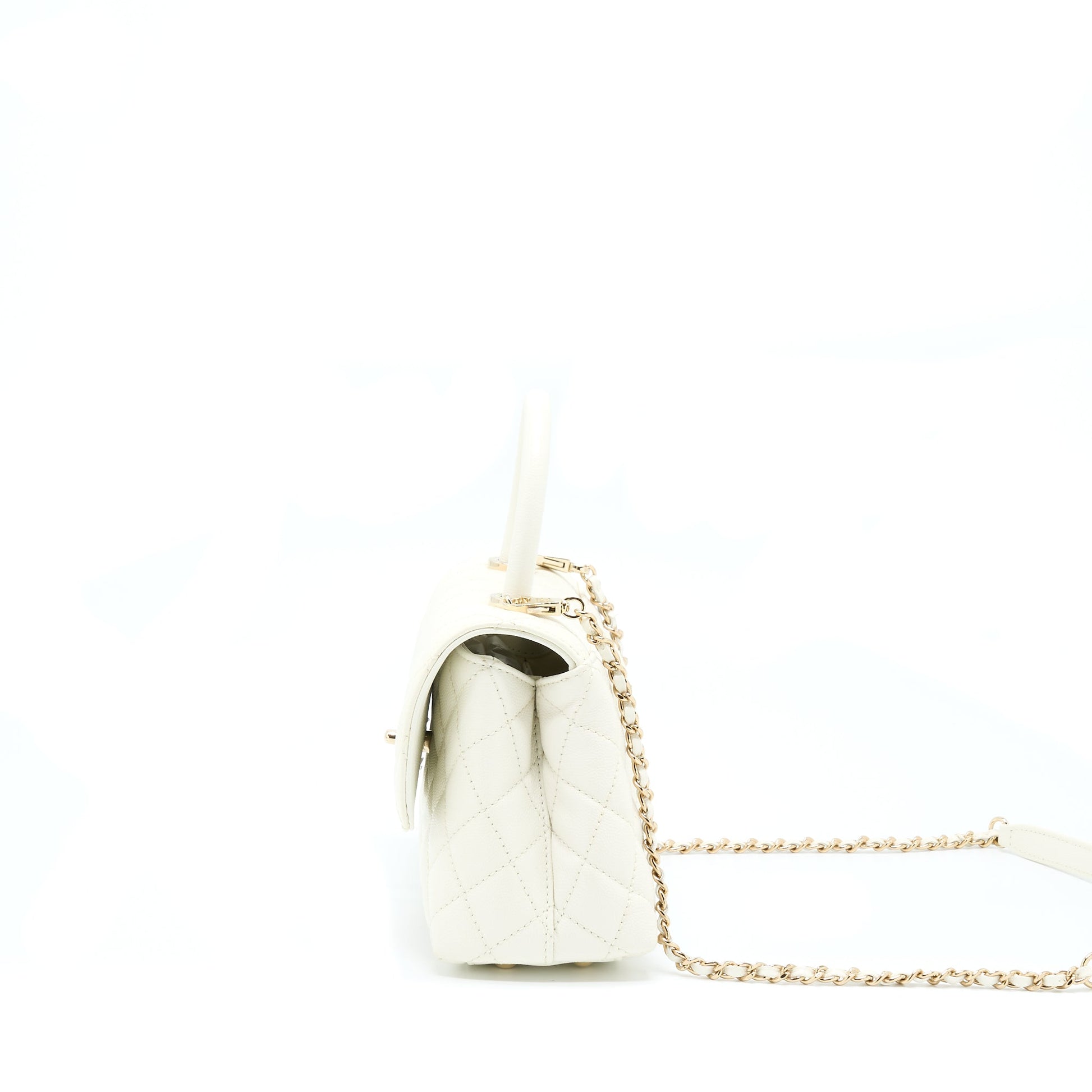 Chanel Coco Handle Caviar LGHW Microchip White Small Handbag Microchip 2