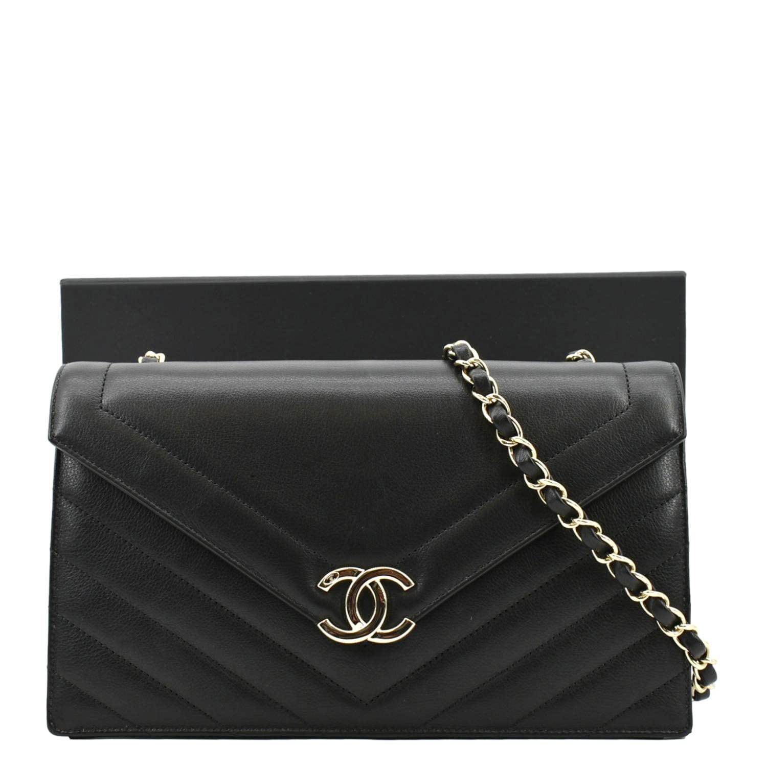 Chanel CC Flap Chevron Stitched Leather Black Travel Bag