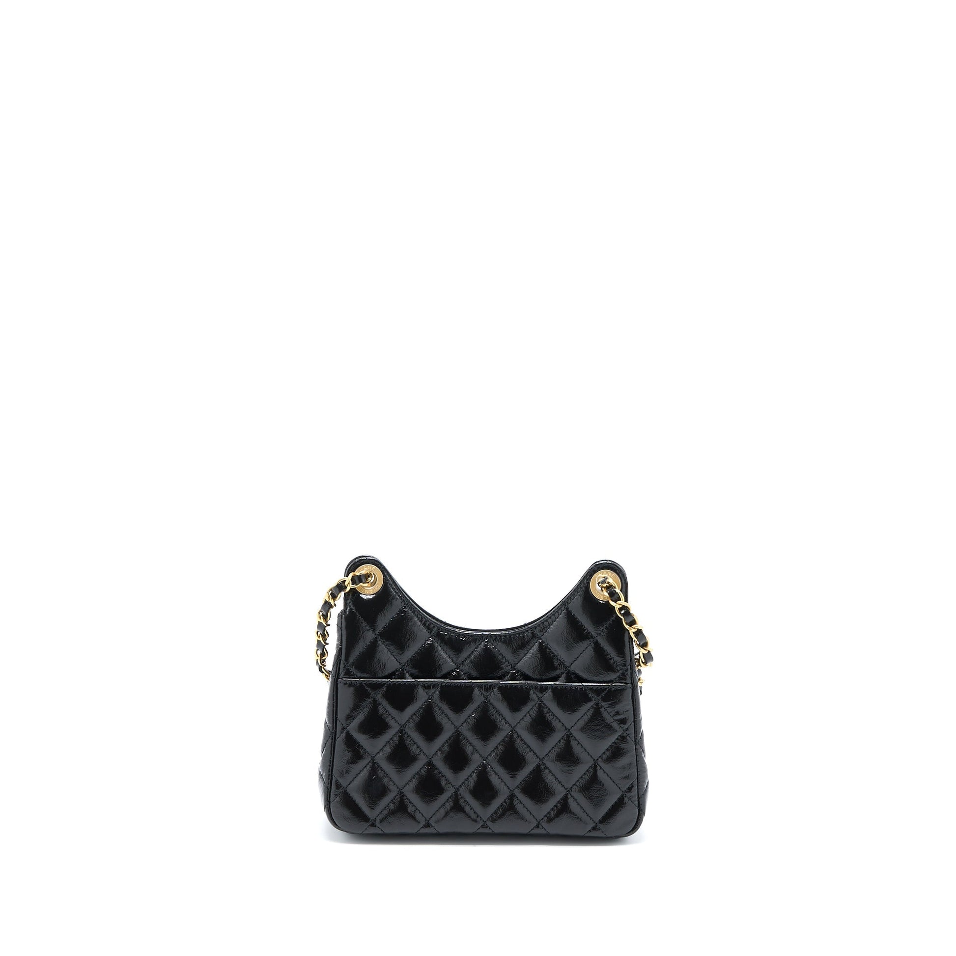 Chanel 23C Hobo Shiny Calfskin Brushed GHW Black Small Shoulder Bag 3
