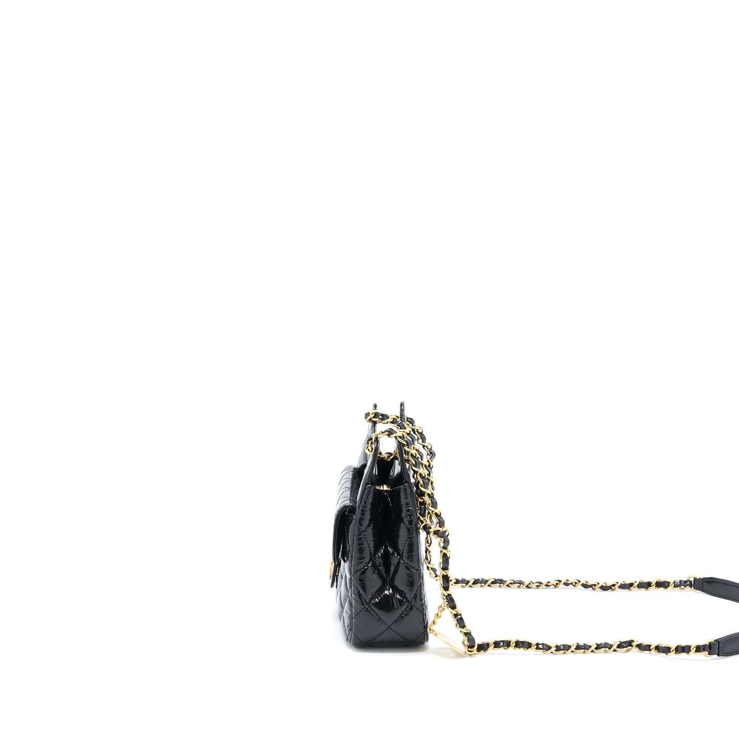 Chanel 23C Hobo Shiny Calfskin Brushed GHW Black Small Shoulder Bag 3