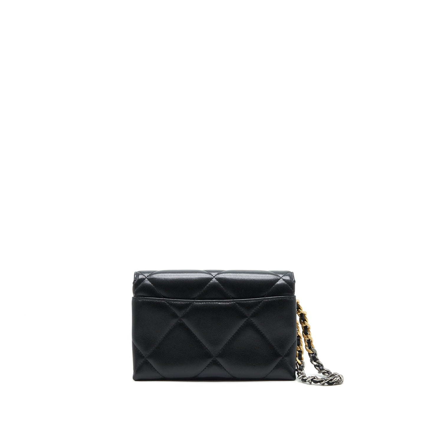 Chanel 19 lambskin GHW Black Small Clutch Bag