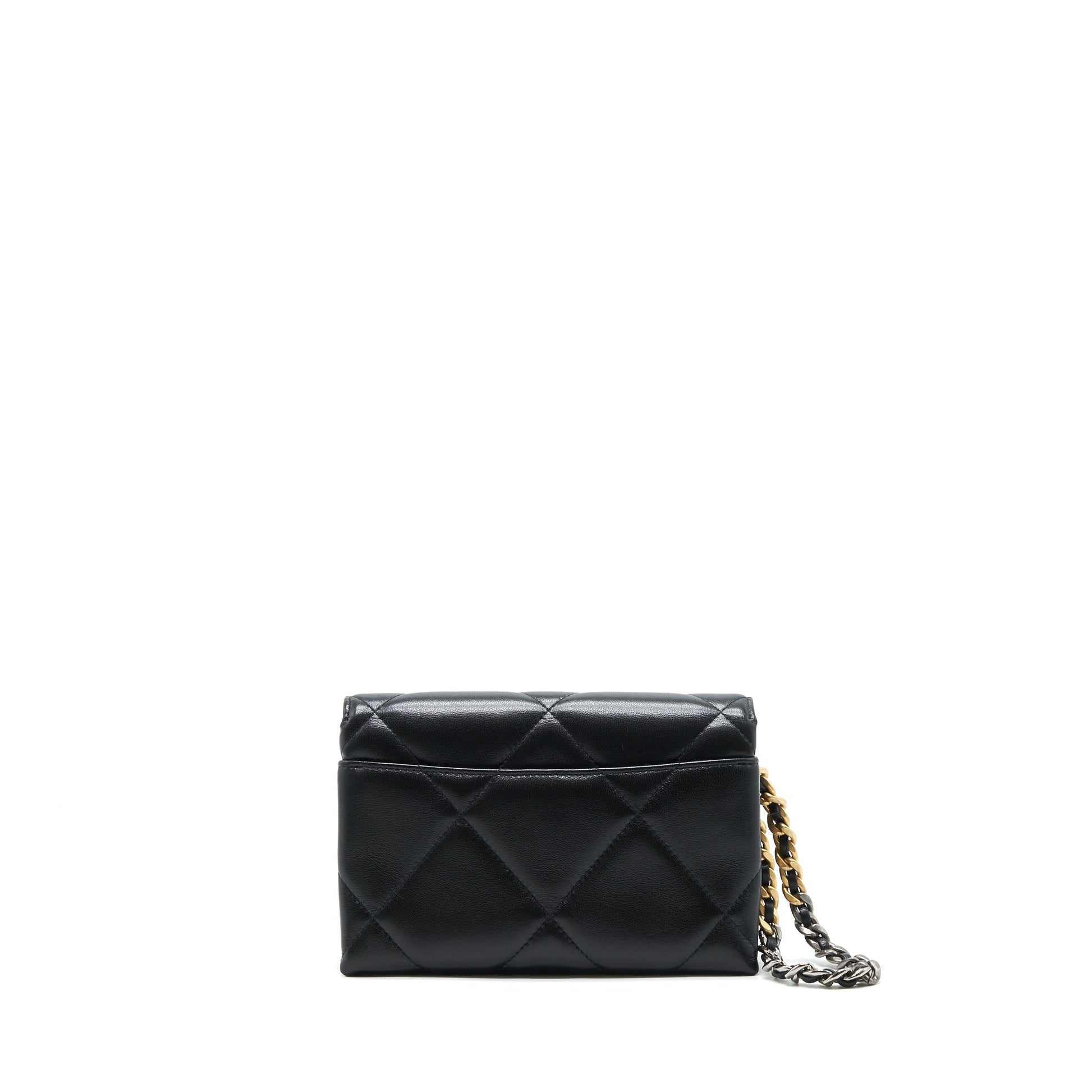 Chanel 19 lambskin GHW Black Small Clutch Bag
