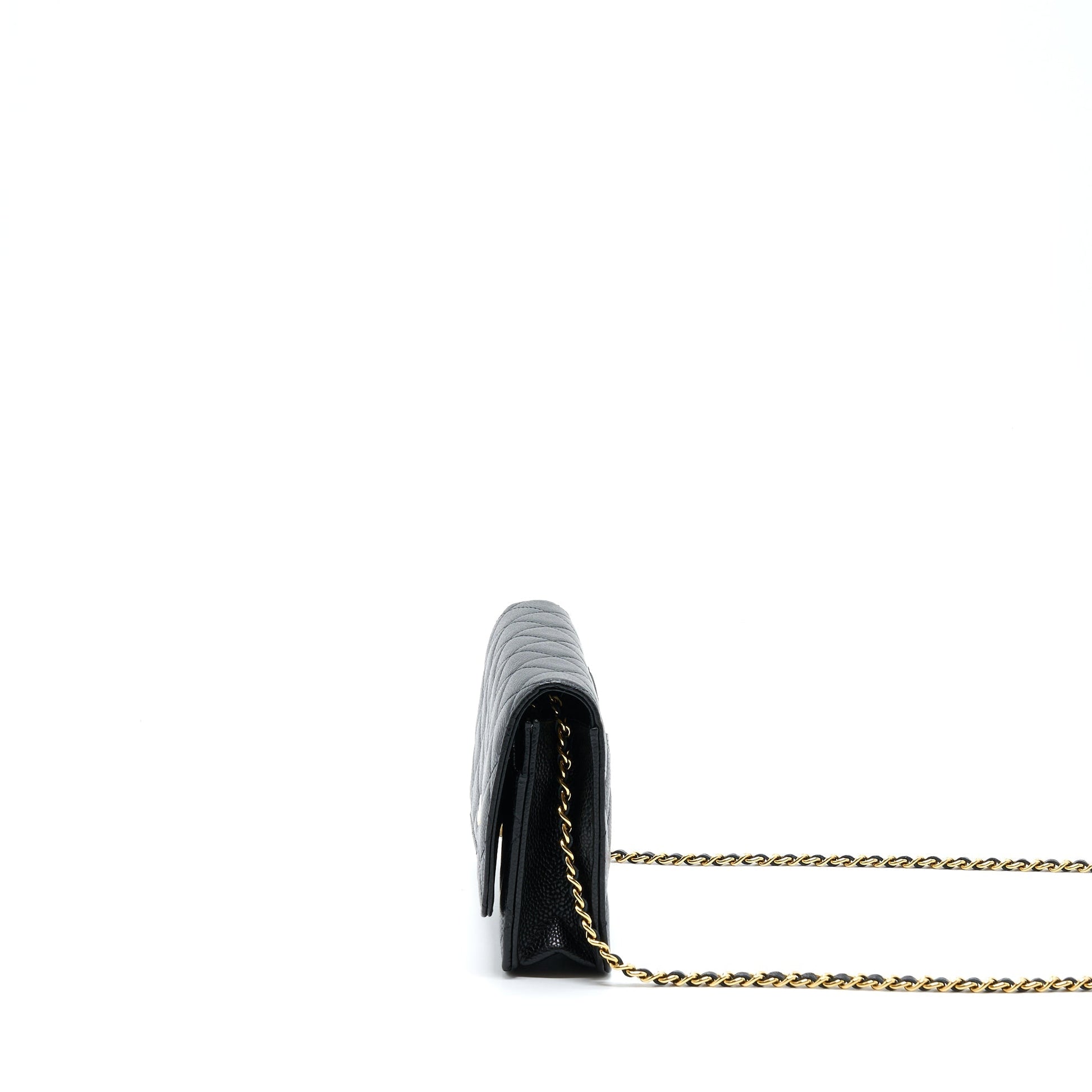 Chanel Classic On Caviar GHW Microchip Black Wallet Case Microchip 2