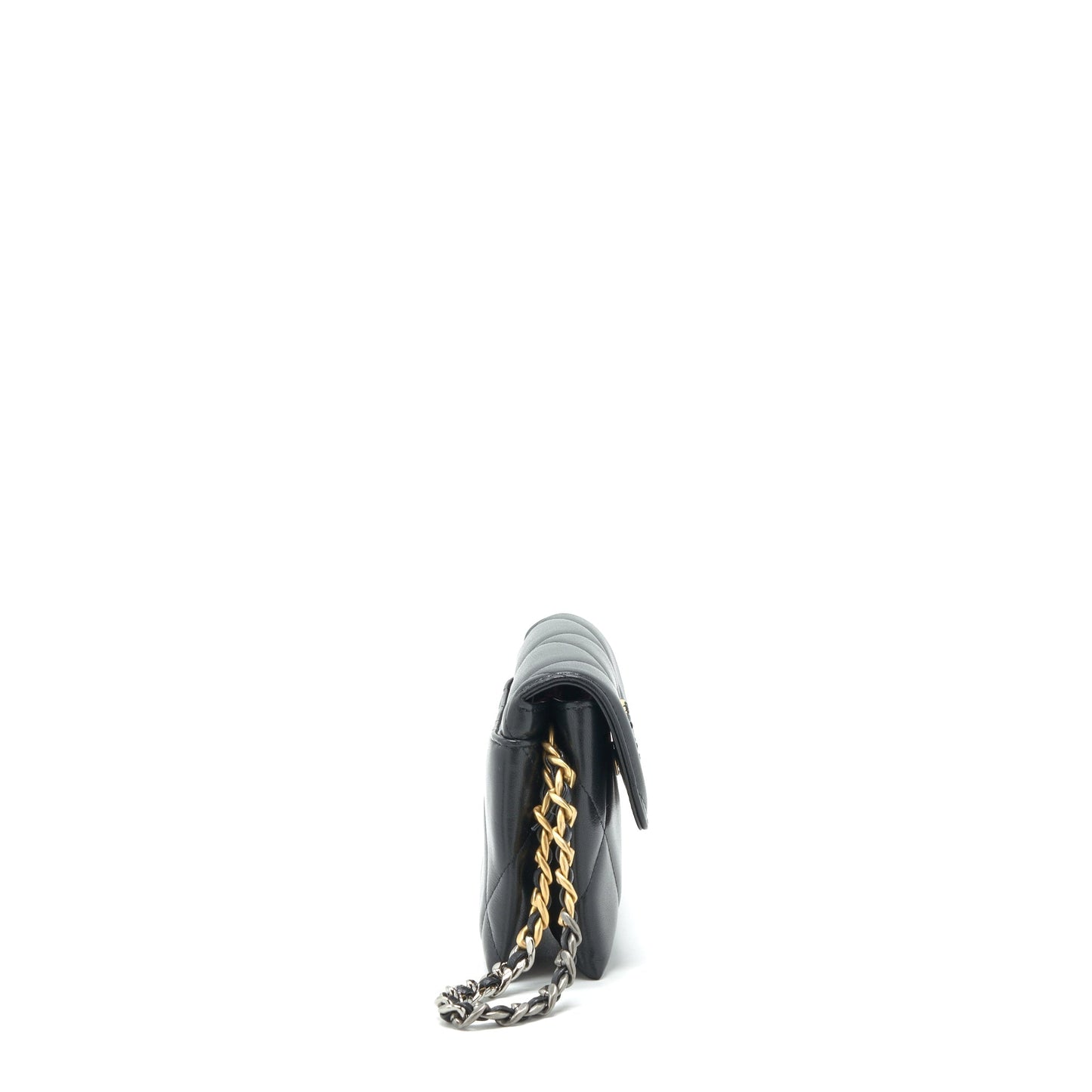 Chanel 19 lambskin GHW Black Small Clutch Bag