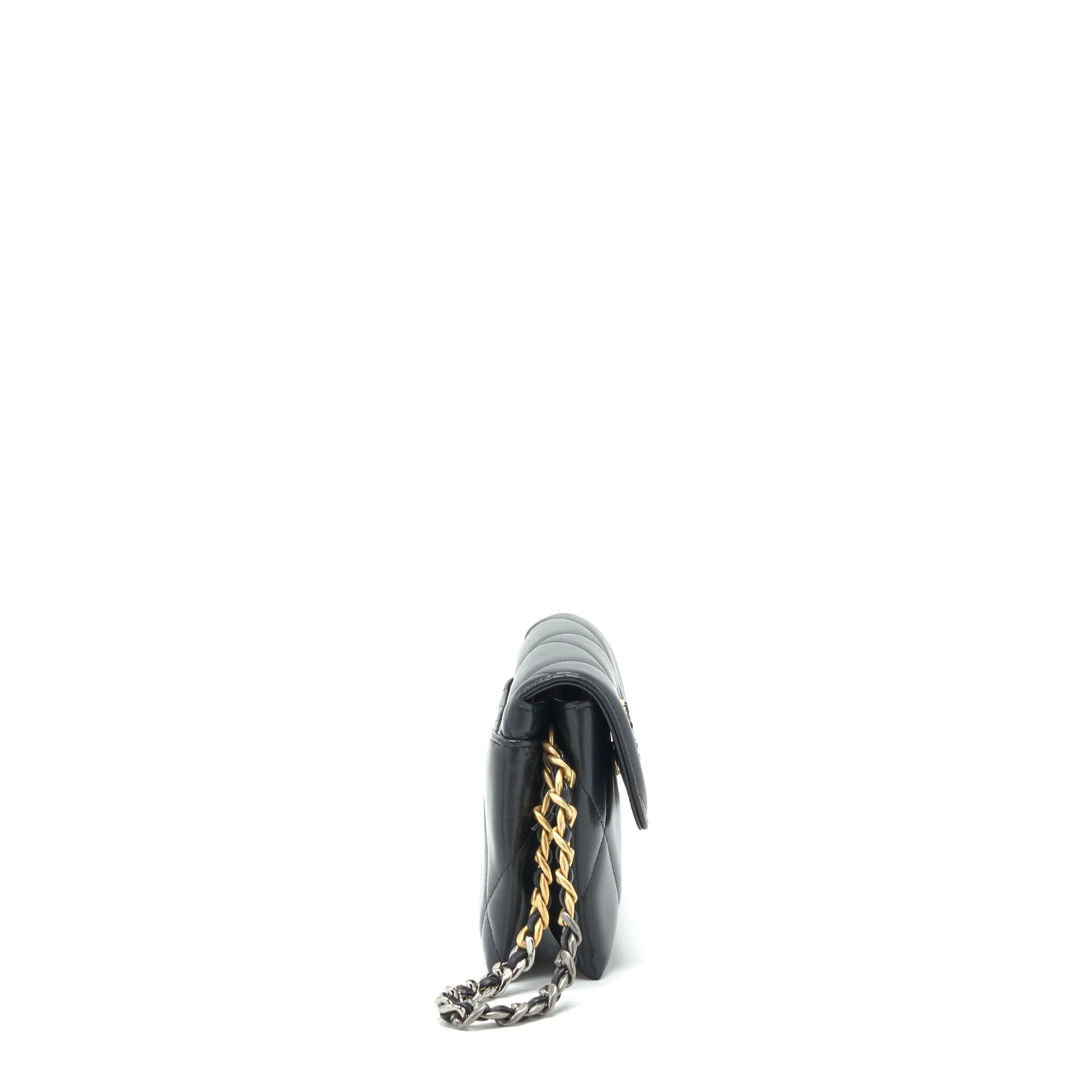 Chanel 19 lambskin GHW Black Small Clutch Bag
