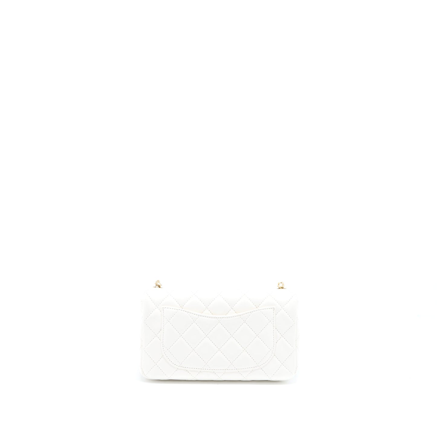 Chanel Pearl Crush Rectangular Flap Lambskin GHW White Shoulder Bag White Ghw