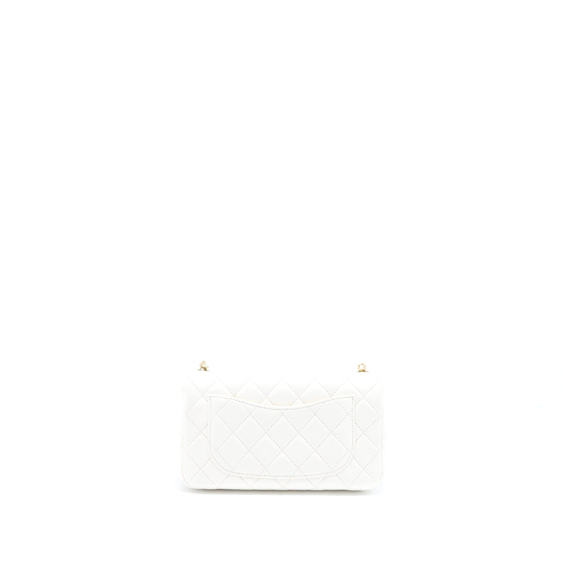 Chanel Pearl Crush Rectangular Flap Lambskin GHW White Shoulder Bag White Ghw