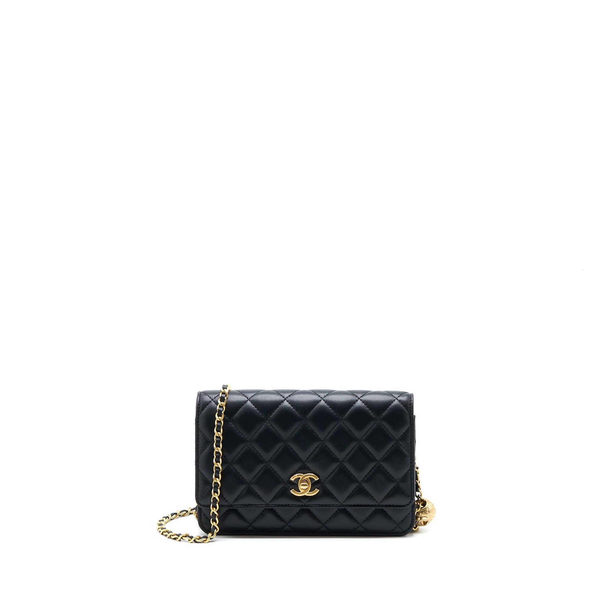 Chanel Pearl Crush On Lambskin GHW Microchip Black Wallet Case Microchip 4