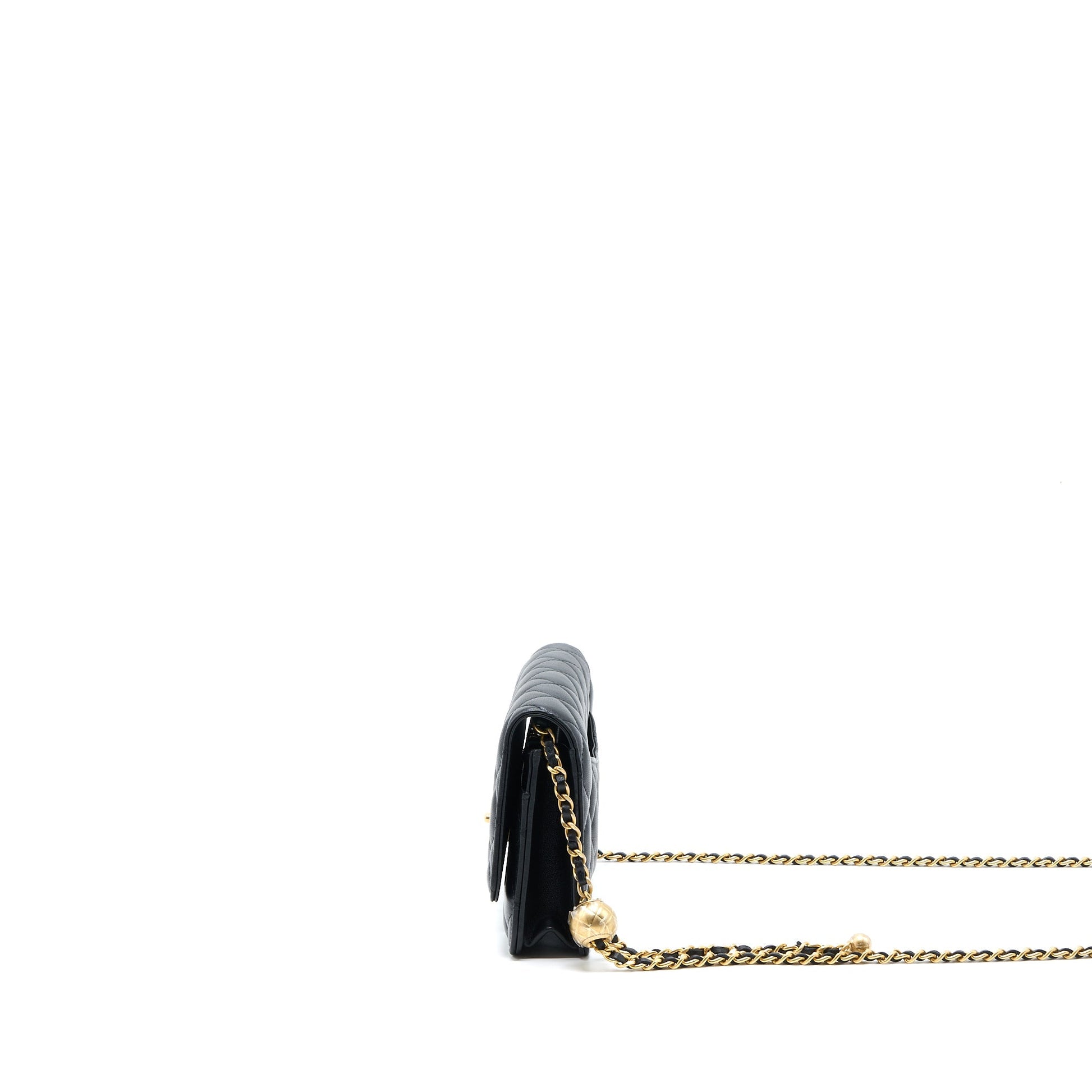 Chanel Pearl Crush On Lambskin GHW Microchip Black Wallet Case Microchip 4