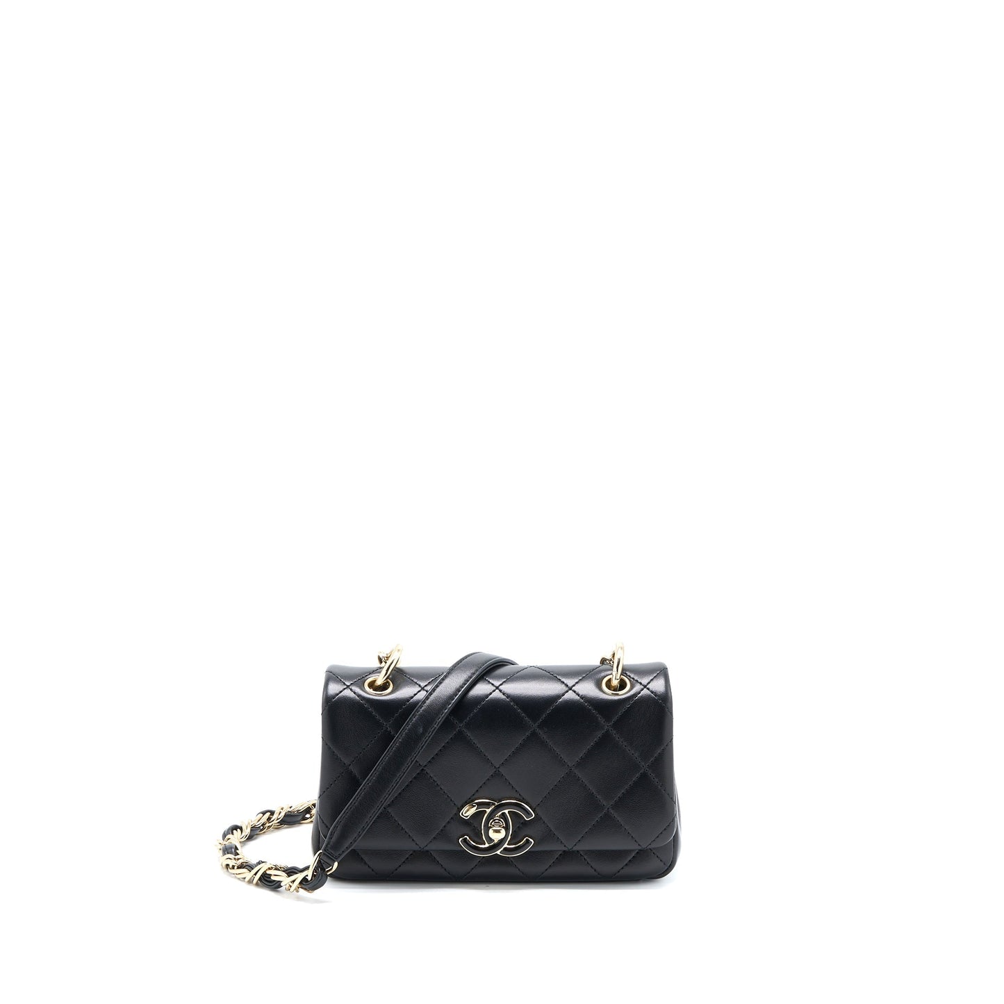 Chanel Enamel CC Logo Quilted Rectangular Flap Black Shoulder Bag