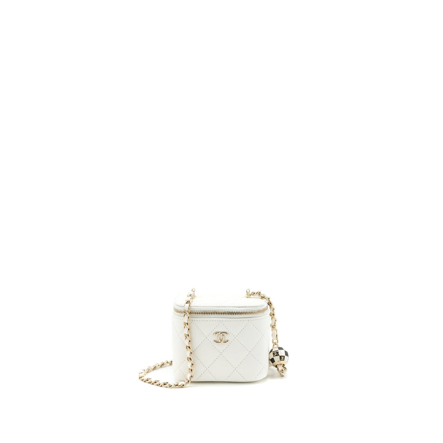 Chanel 23C Pearl Crush Vanity Lambskin LGHW White Mini Bag
