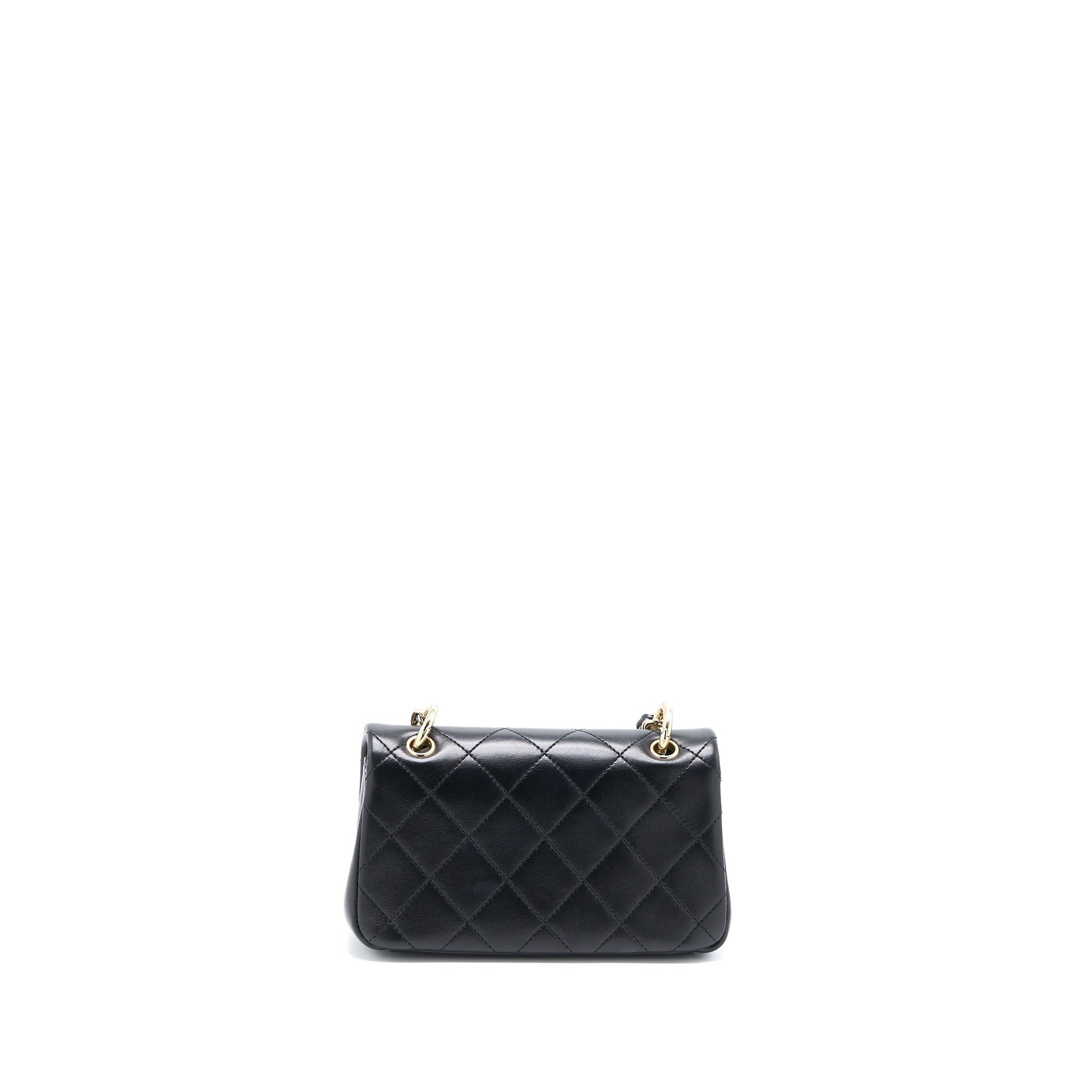 Chanel Enamel CC Logo Quilted Rectangular Flap Black Shoulder Bag
