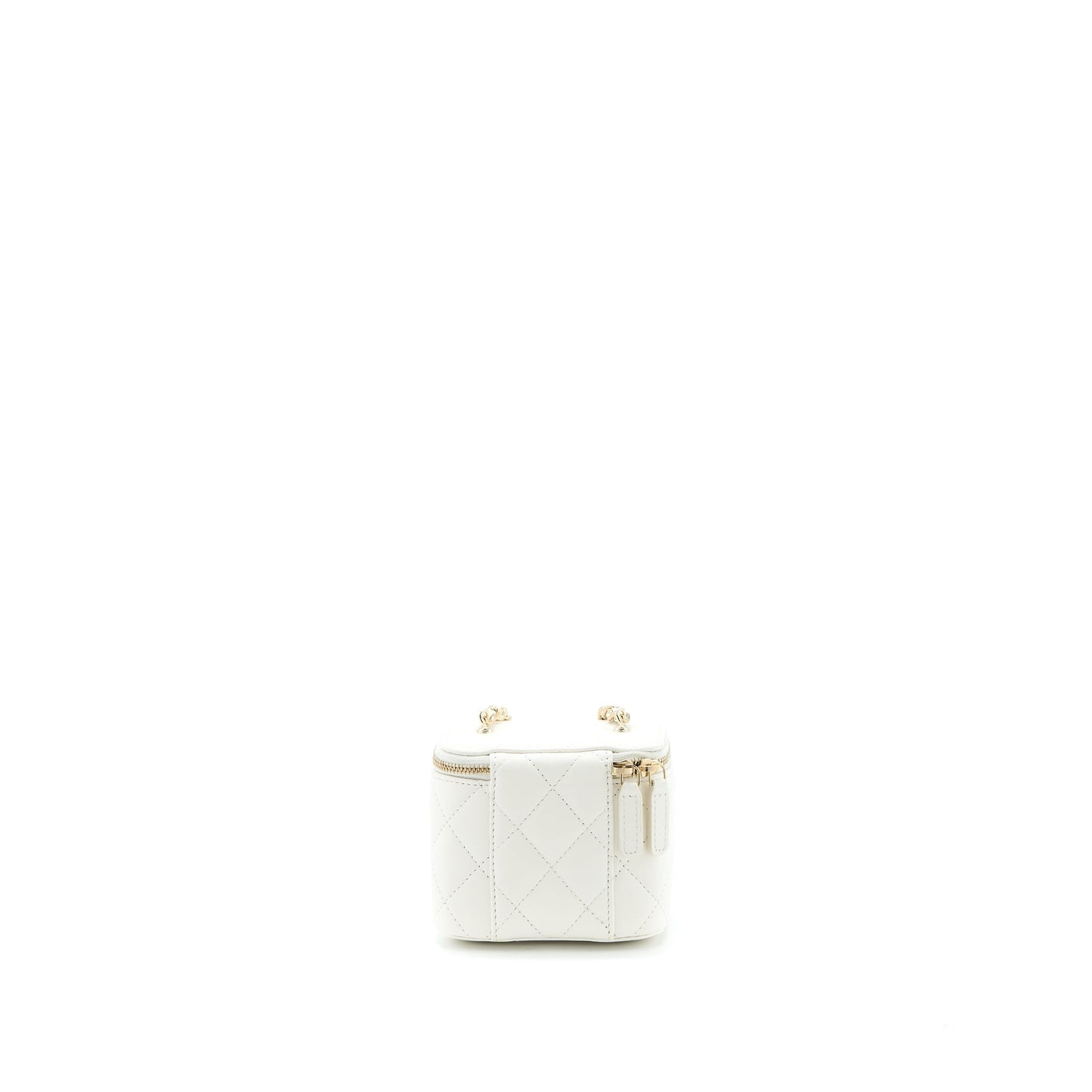 Chanel 23C Pearl Crush Vanity Lambskin LGHW White Mini Bag