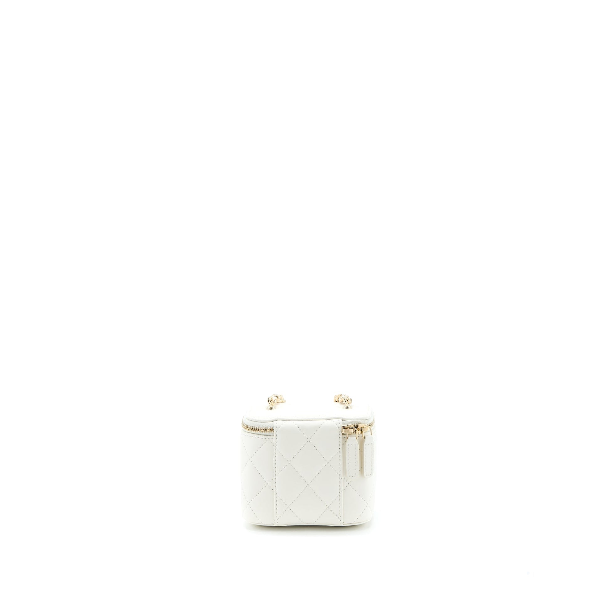 Chanel 23C Pearl Crush Vanity Lambskin LGHW White Mini Bag
