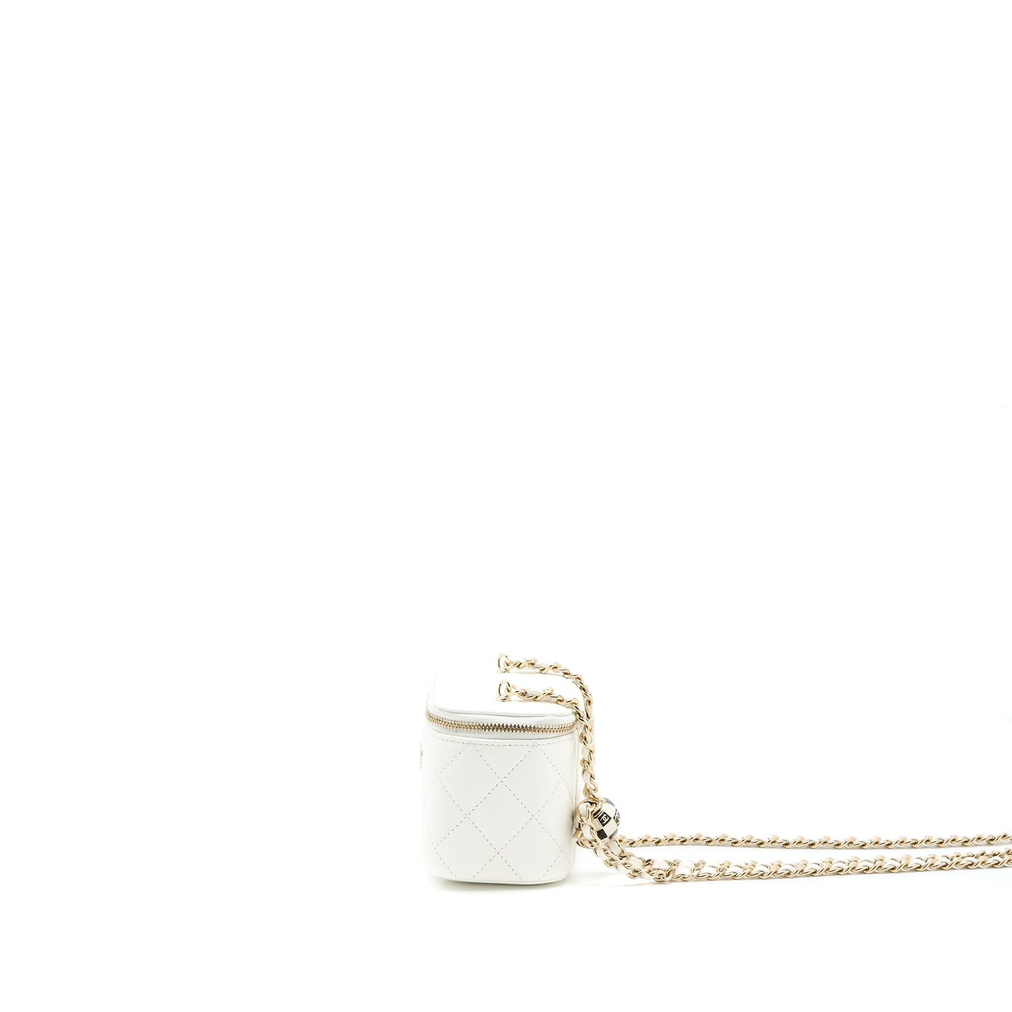Chanel 23C Pearl Crush Vanity Lambskin LGHW White Mini Bag