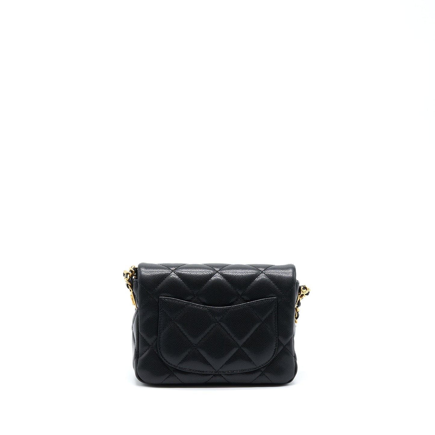 Chanel 22A Square Flap Caviar Brushed GHW Black Shoulder Bag