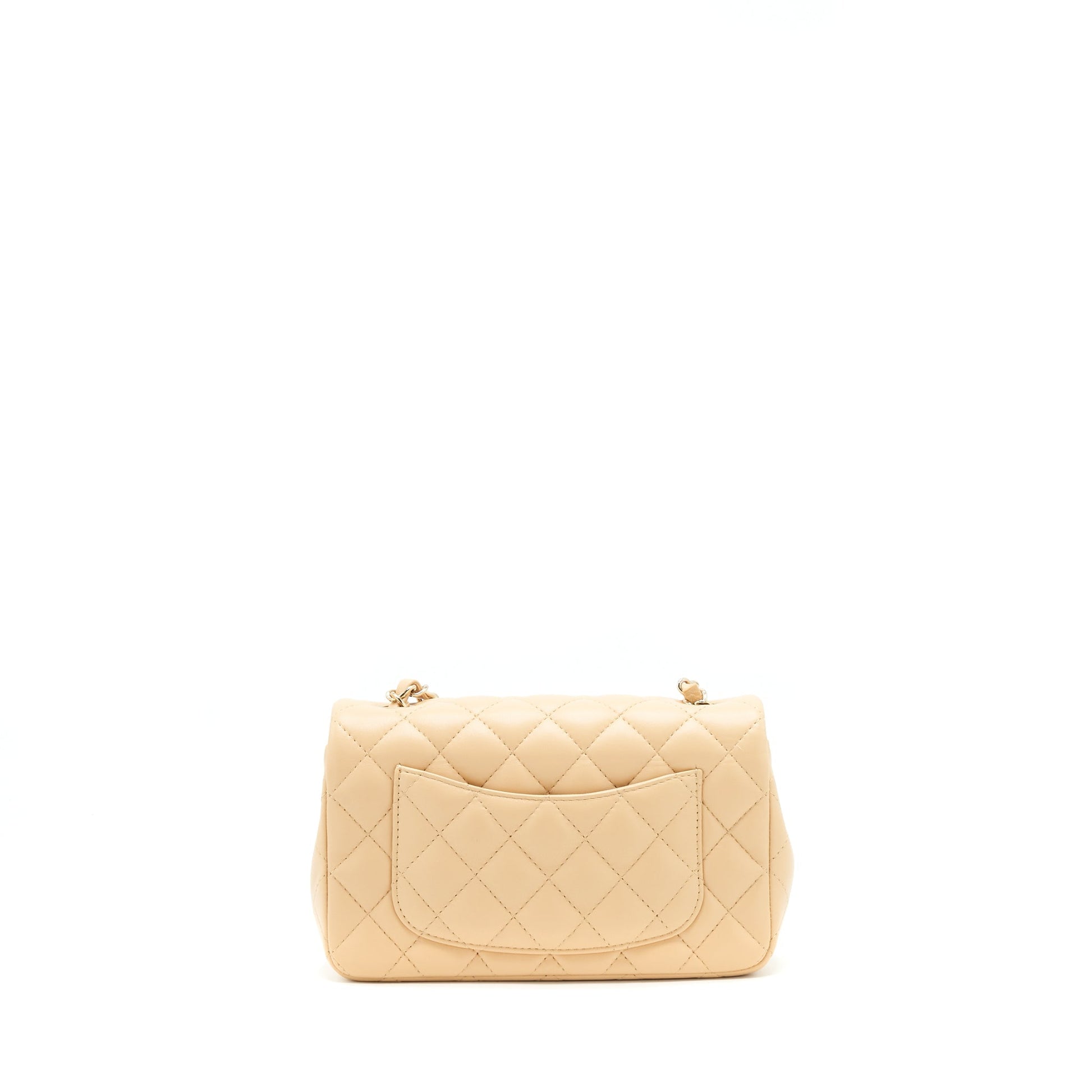 Chanel Rectangular Lambskin Light LGHW microchip Beige Mini Bag