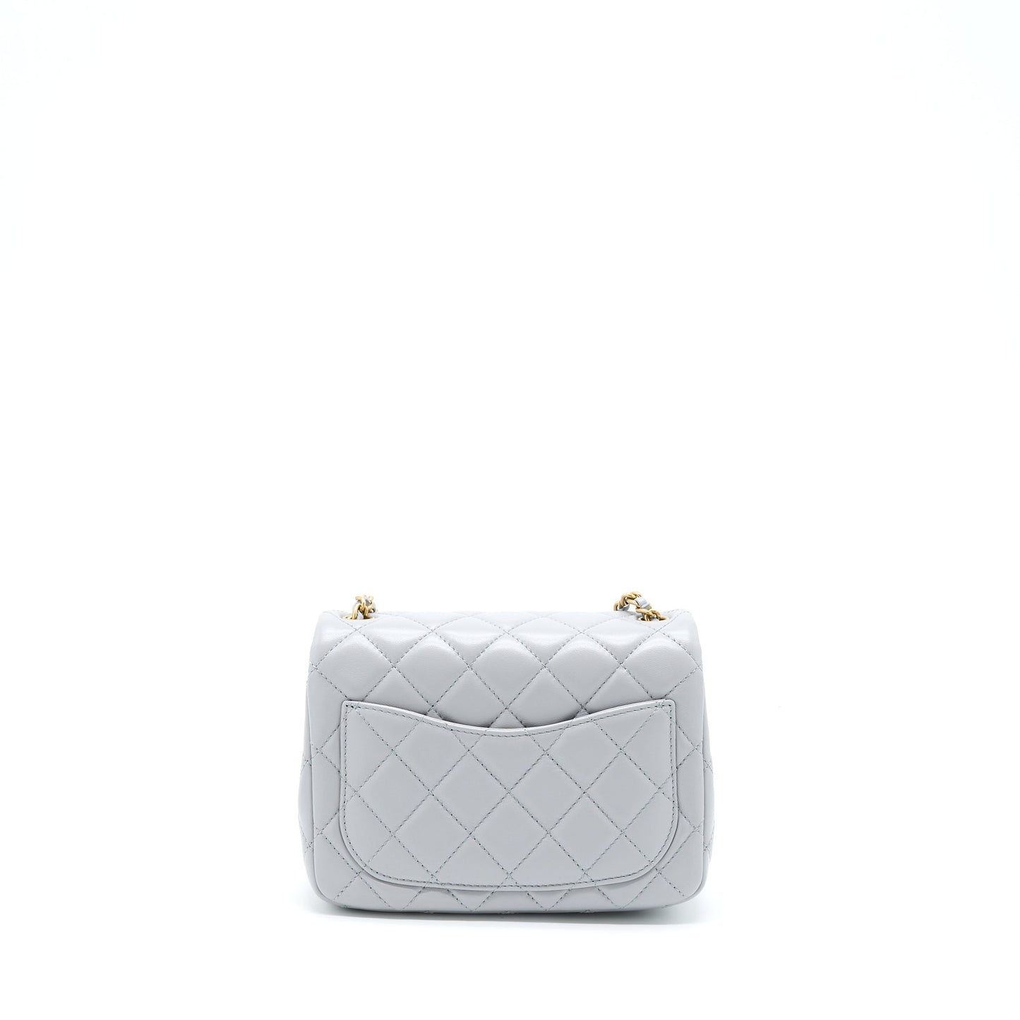 Chanel Pearl Crush Square Flap Lambskin GHW Grey Shoulder Bag