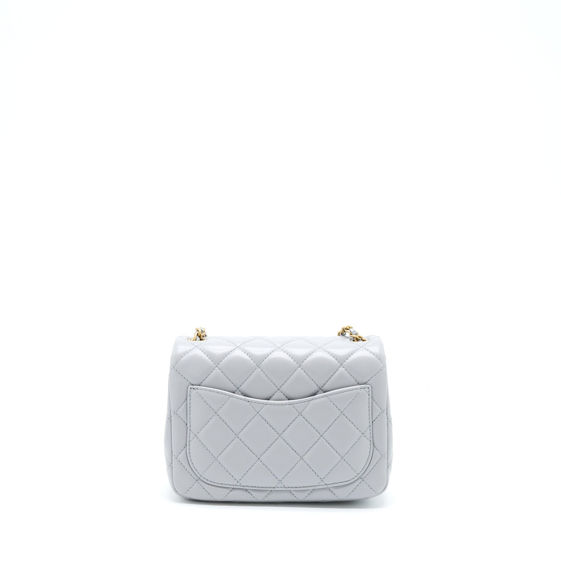 Chanel Pearl Crush Square Flap Lambskin GHW Grey Shoulder Bag