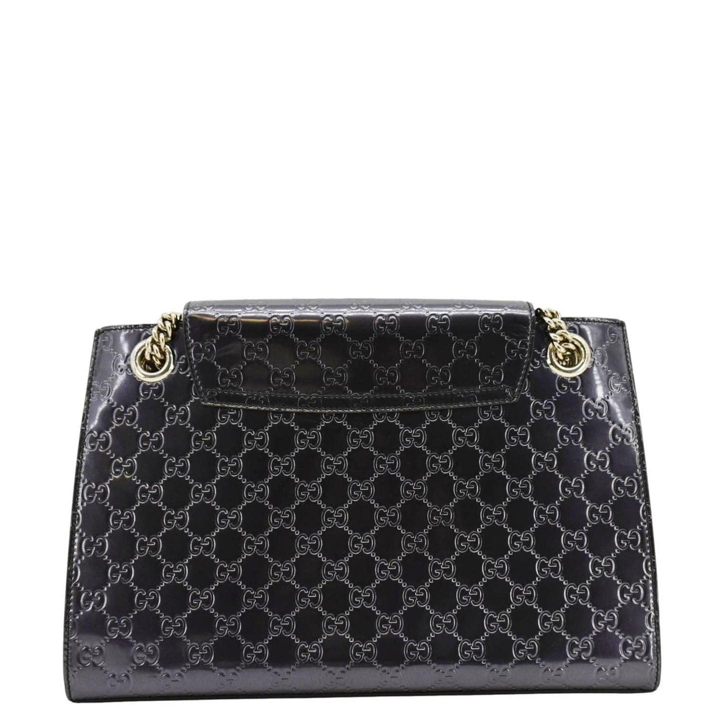 Gucci Emily ssima Patent Shoulder Bag Dark Violet Leather Large