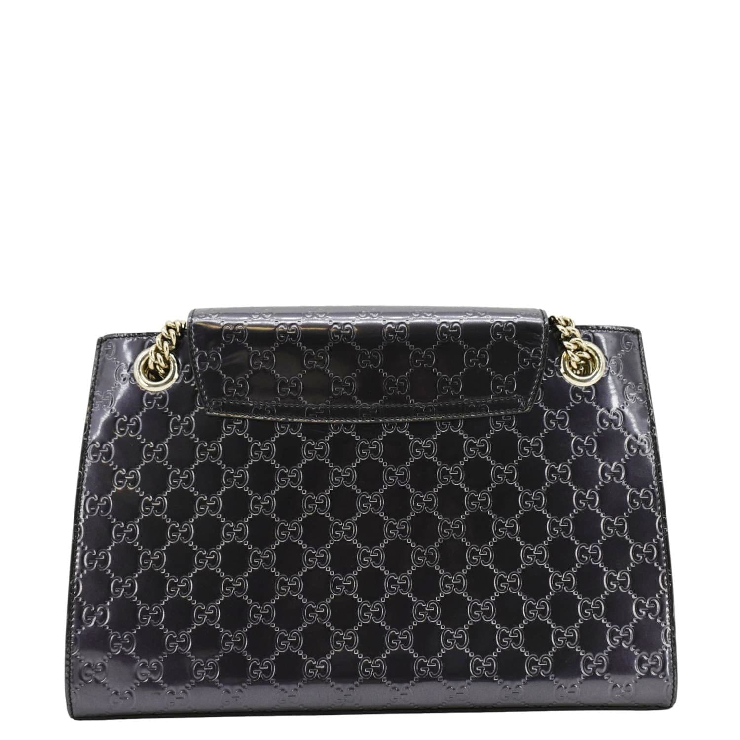 Gucci Emily ssima Patent Shoulder Bag Dark Violet Leather Large