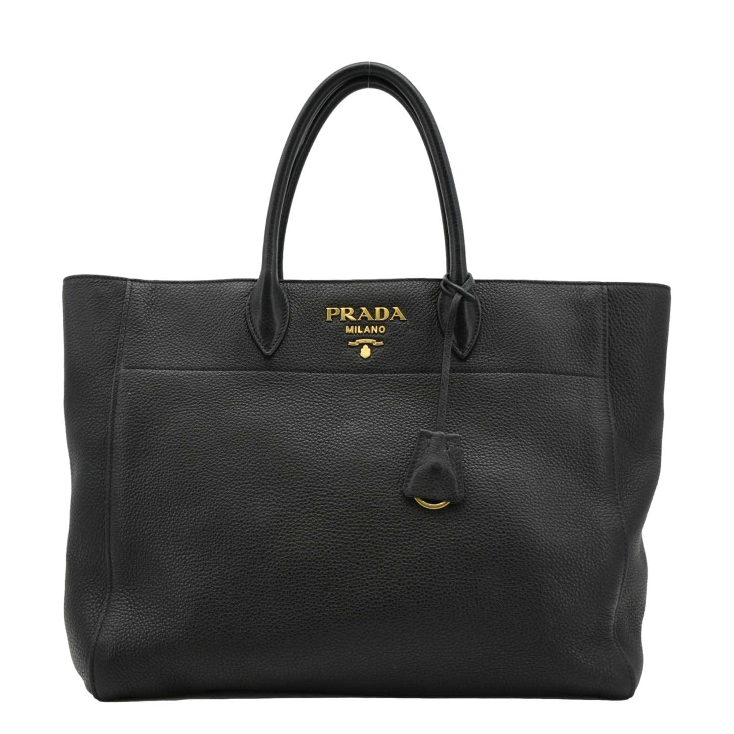 Vitello Daino Tote Bag Leather Black
