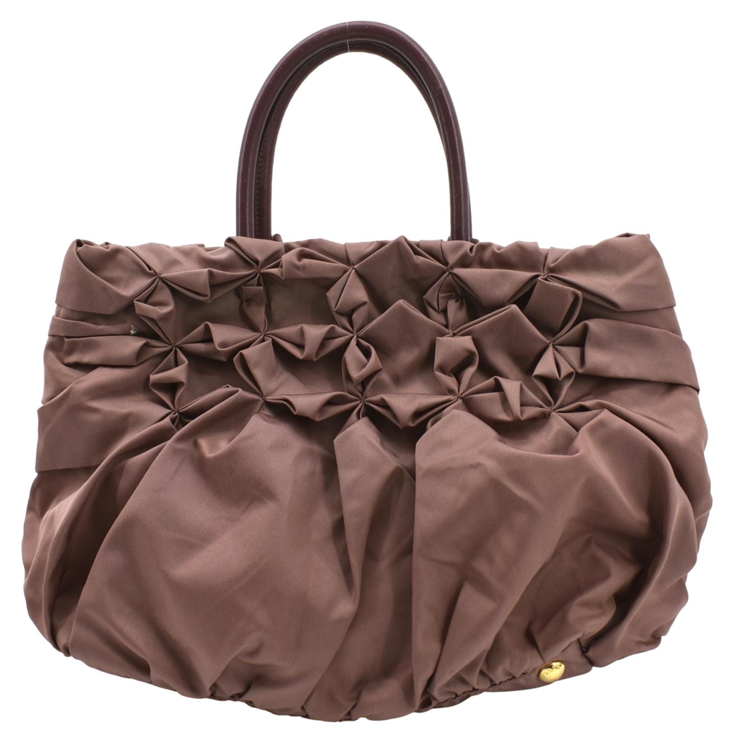Prada Tessuto Origami Pleated Ruffled Tote Bag Antico Nylon