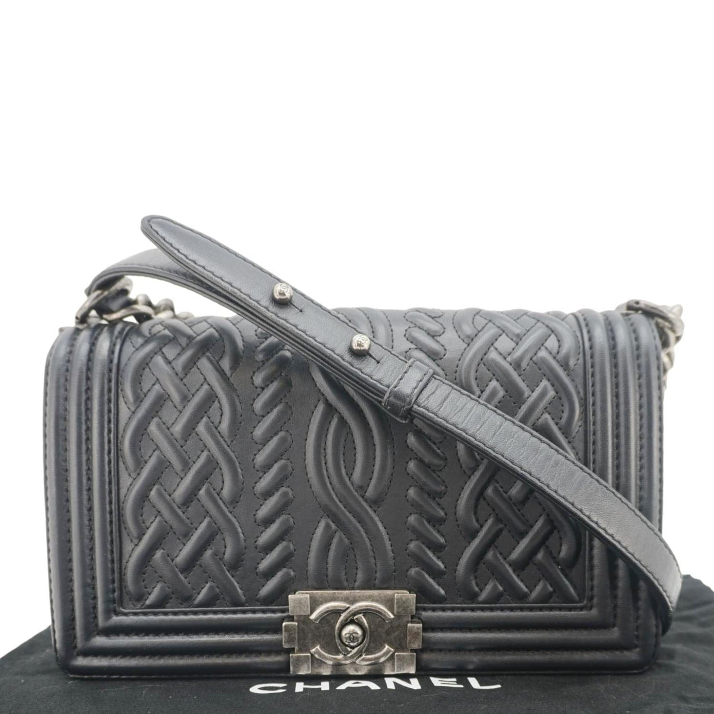 Chanel Celtic Boy Flap Leather Black Travel Bag