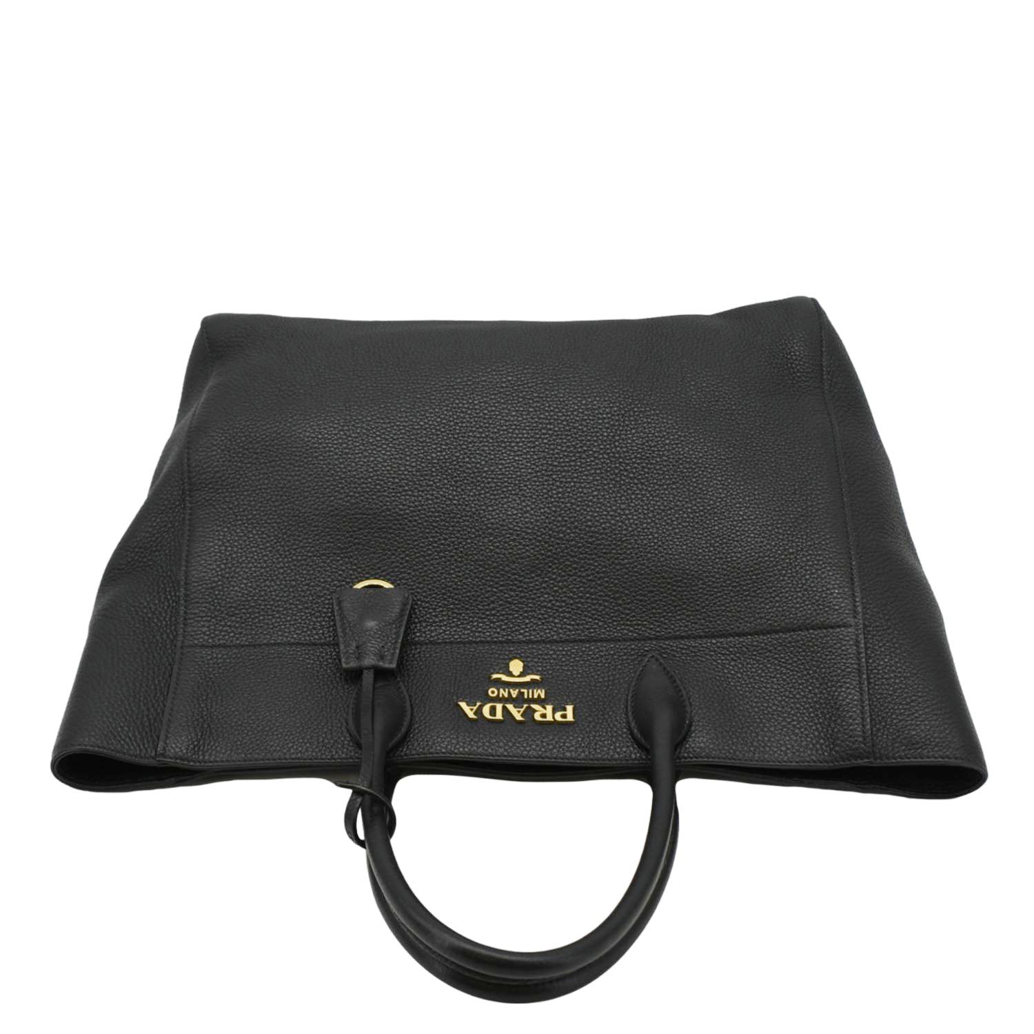 Prada Daino Tote Bag Leather Vitello Black