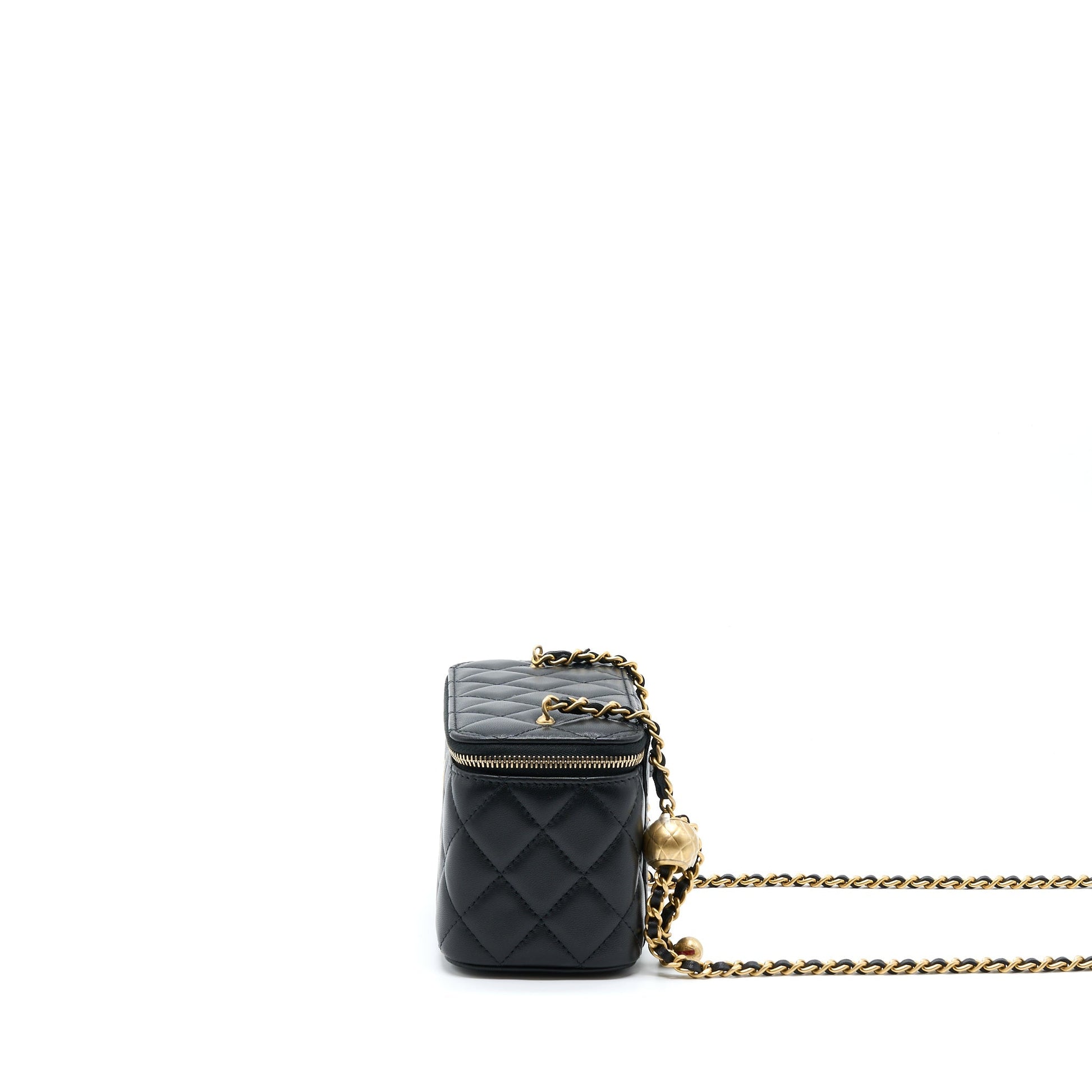 Chanel Pearl Crush Long Vanity Lambskin GHW Black Handbag