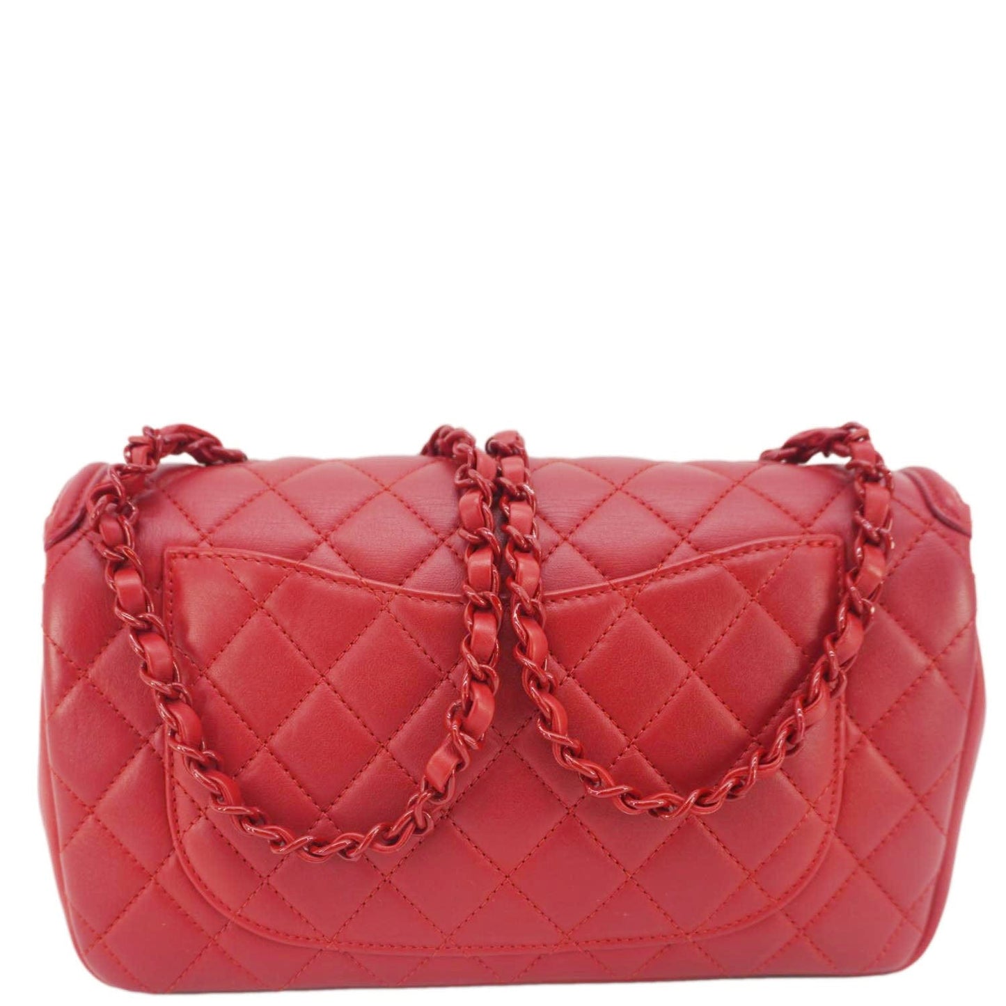 Chanel CC Filigree Flap Caviar Leather Red Travel Bag